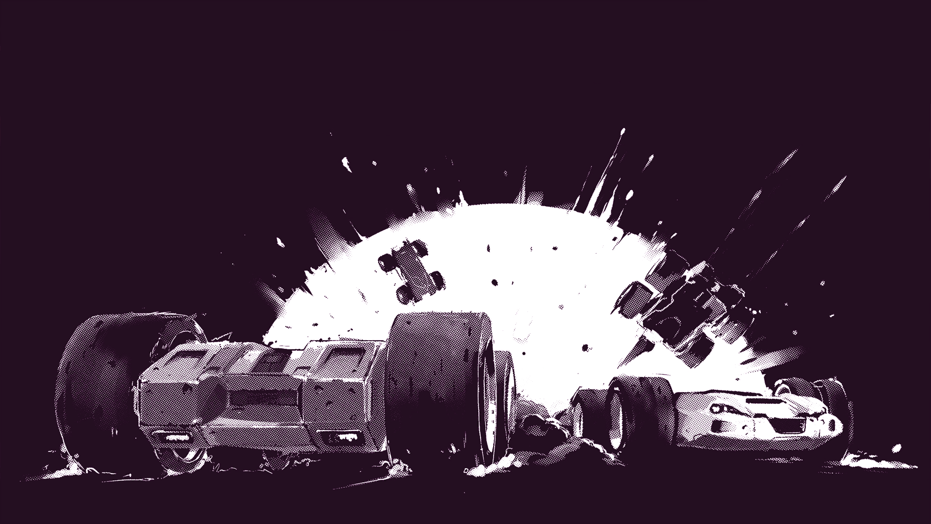 Cars exploding in a race HD Wallpaper