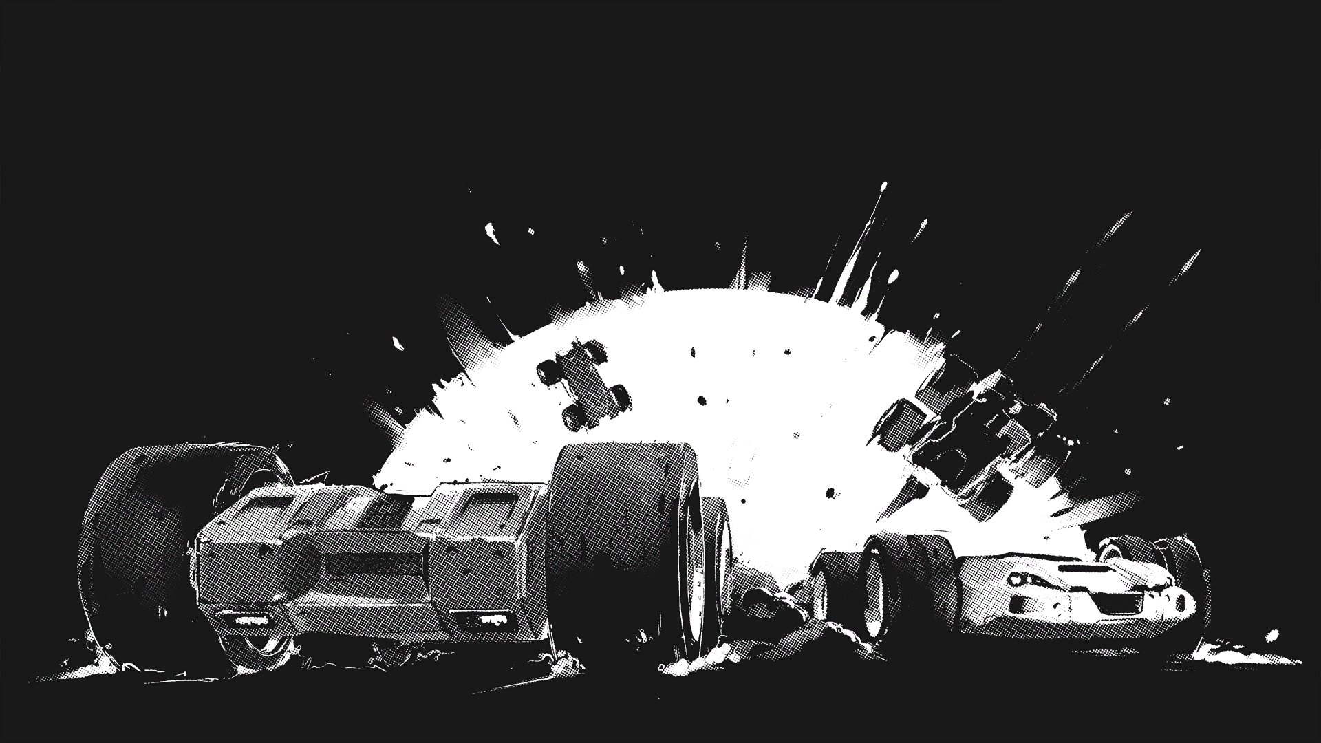 Cars in an explosion HD Wallpaper