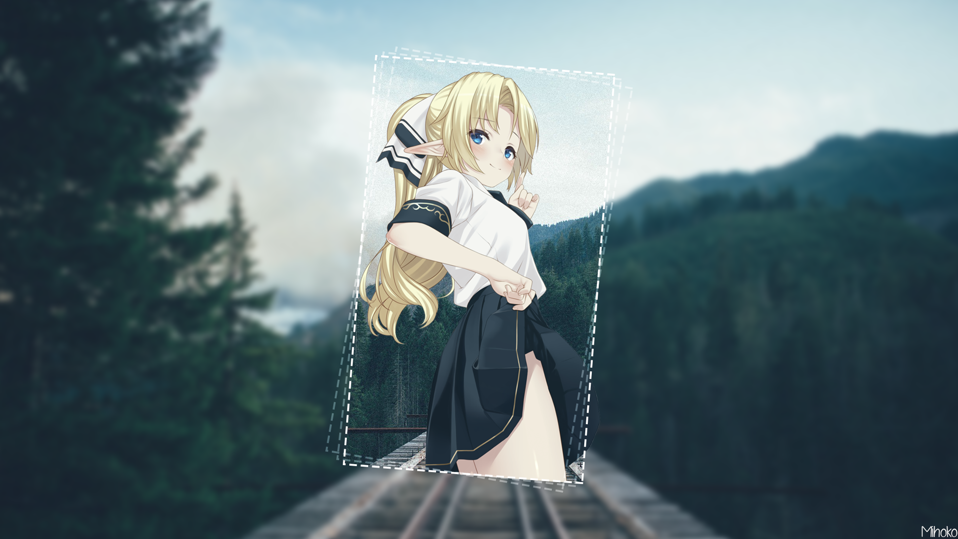 Anime girl with blonde hair and elf ears HD Wallpaper