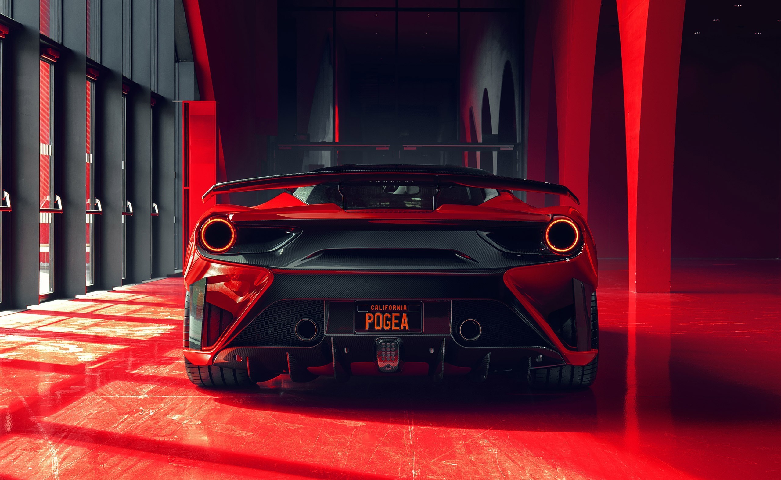 Red Ferrari 488 GTB with California POGEA license plate HD Wallpaper
