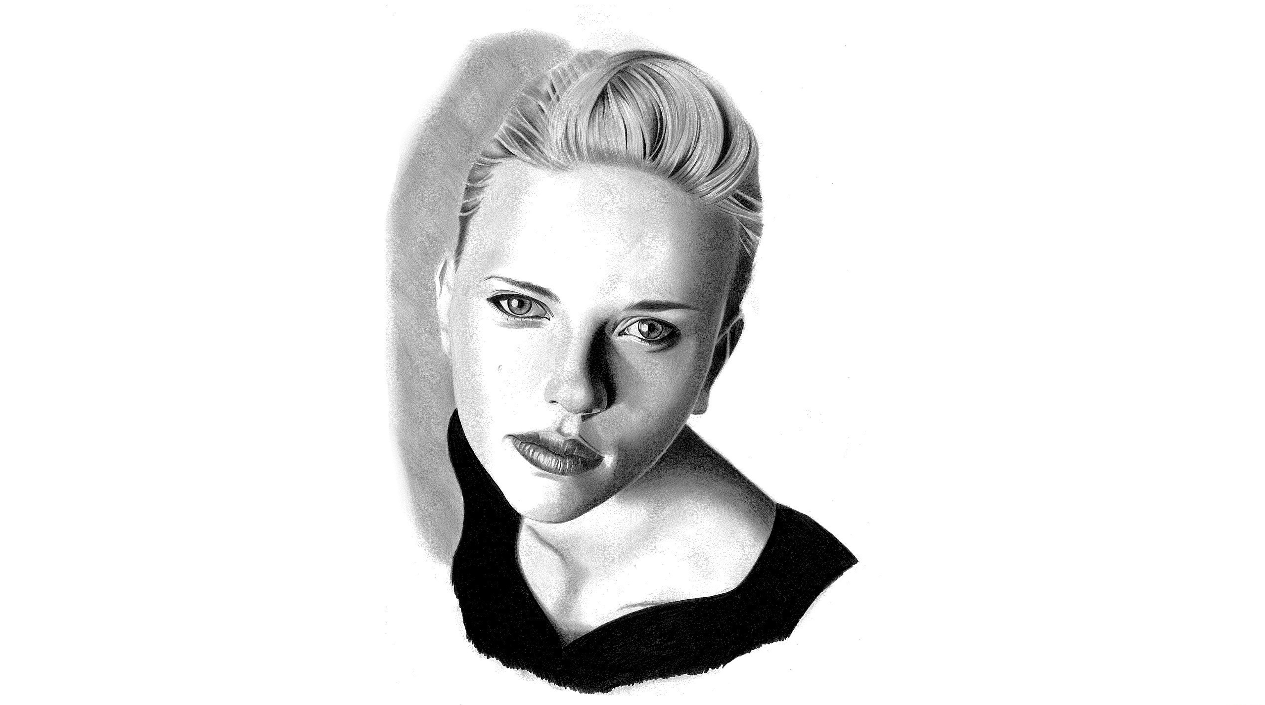 Scarlett Johansson portrait drawing HD Wallpaper
