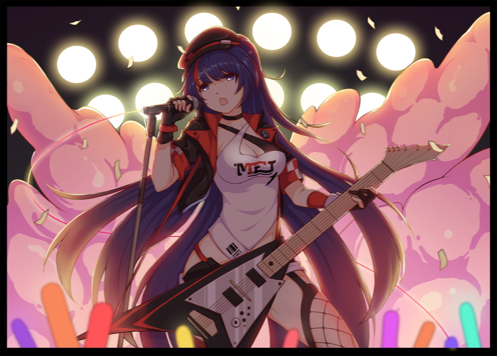 Mei from Honkai Impact playing guitar and singing HD Wallpaper