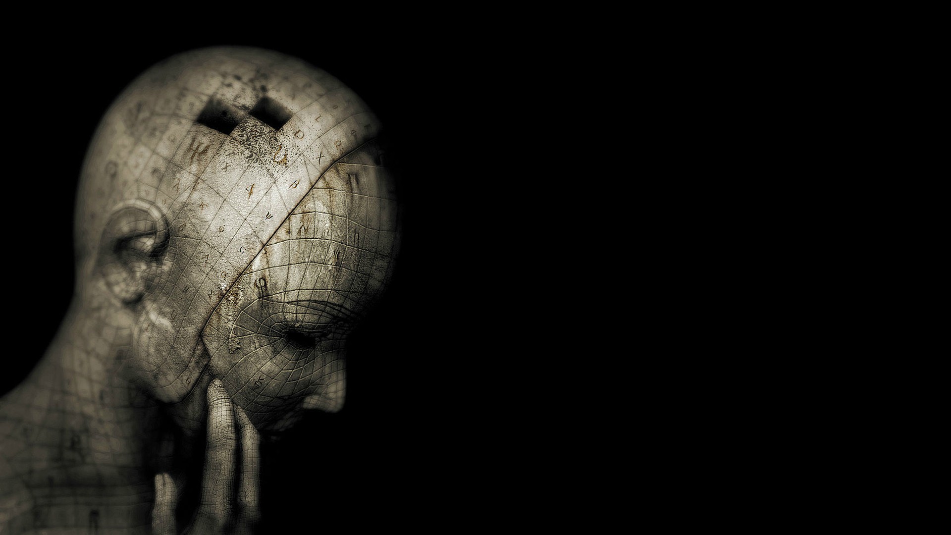 Mannequin head with puzzle pieces missing HD Wallpaper