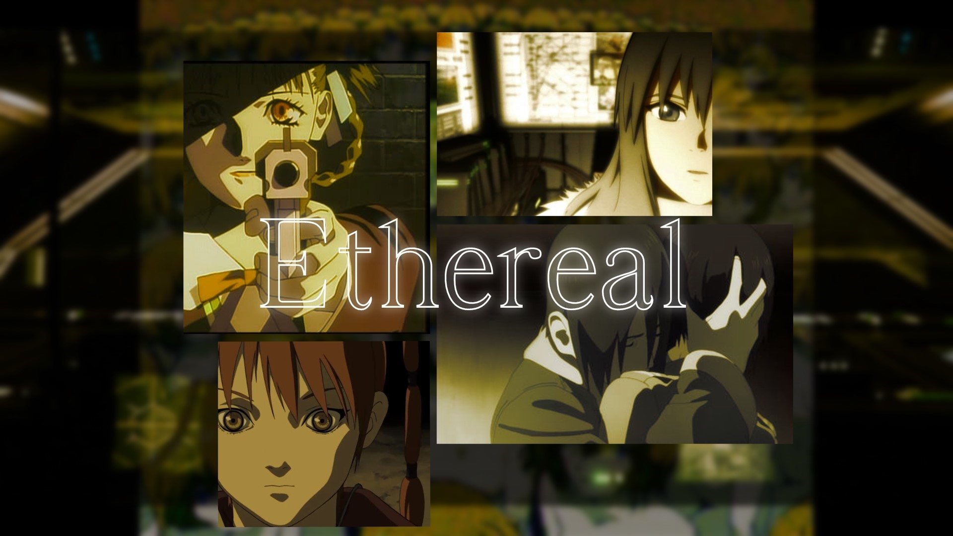 Anime girls with guns and text "Ethereal" HD Wallpaper