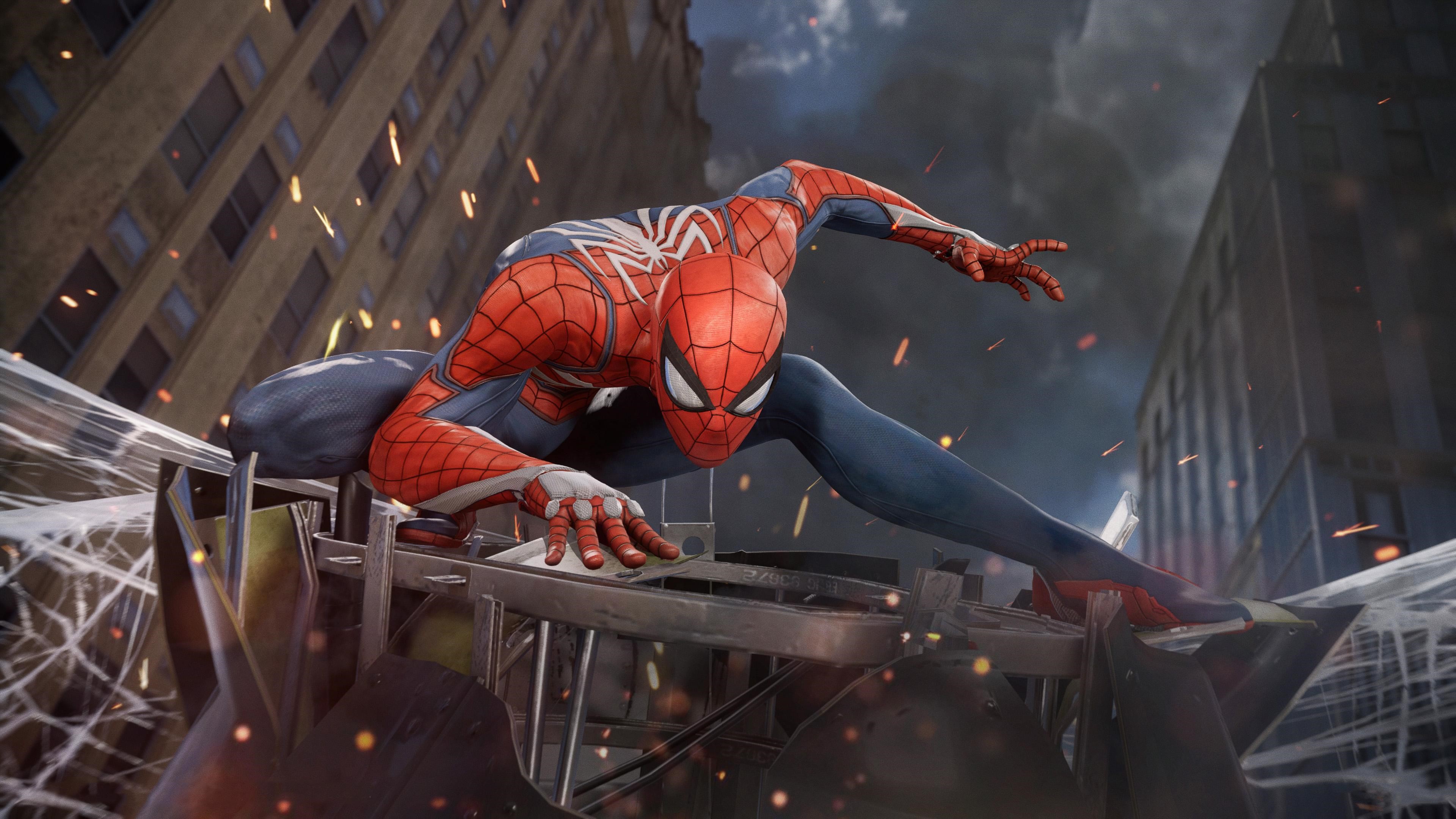 Spider-Man from Marvel Comics in a City HD Wallpaper