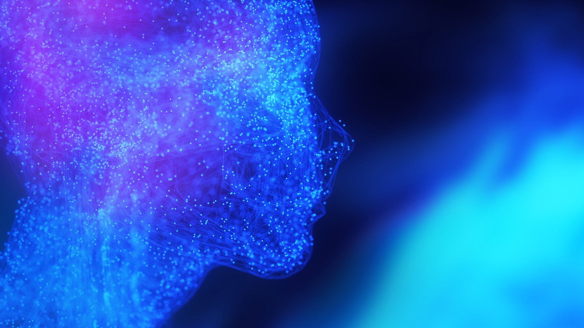 Abstract blue and violet head made of dots HD Wallpaper