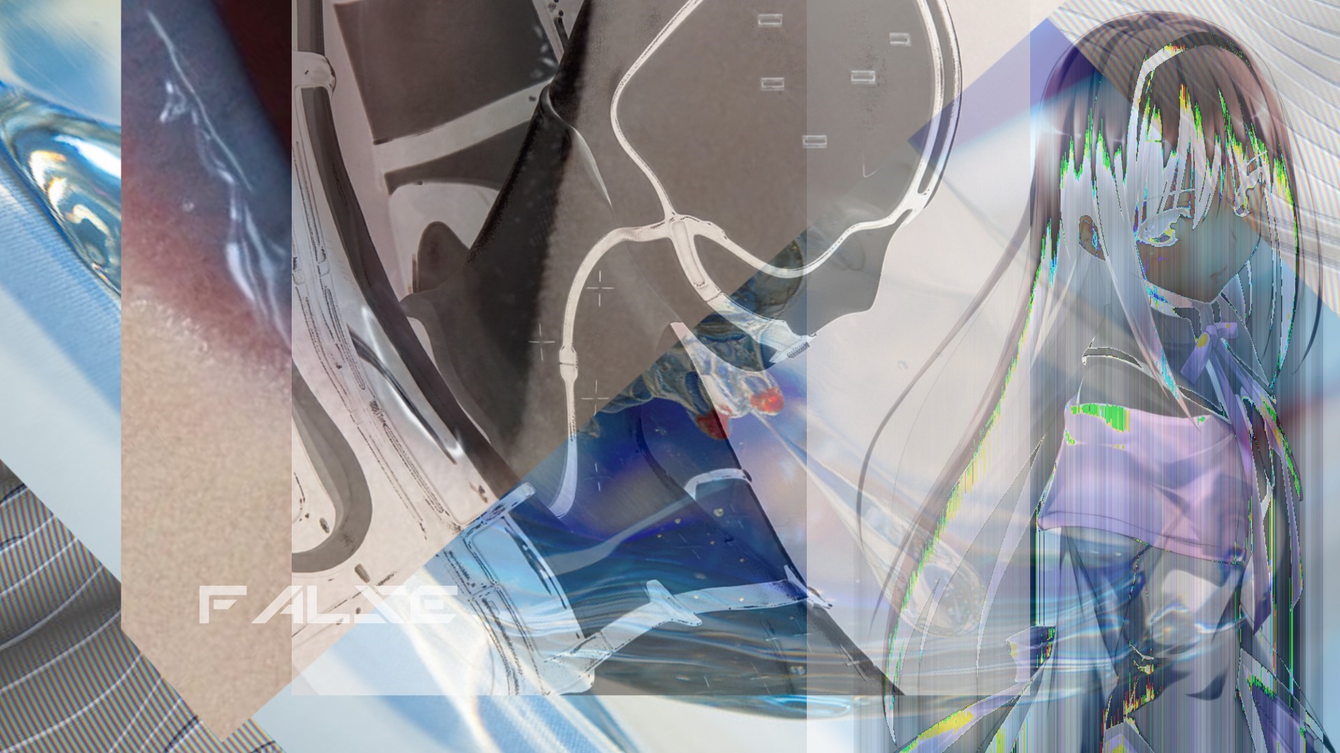Abstract collage with anime girl and medical imagery HD Wallpaper