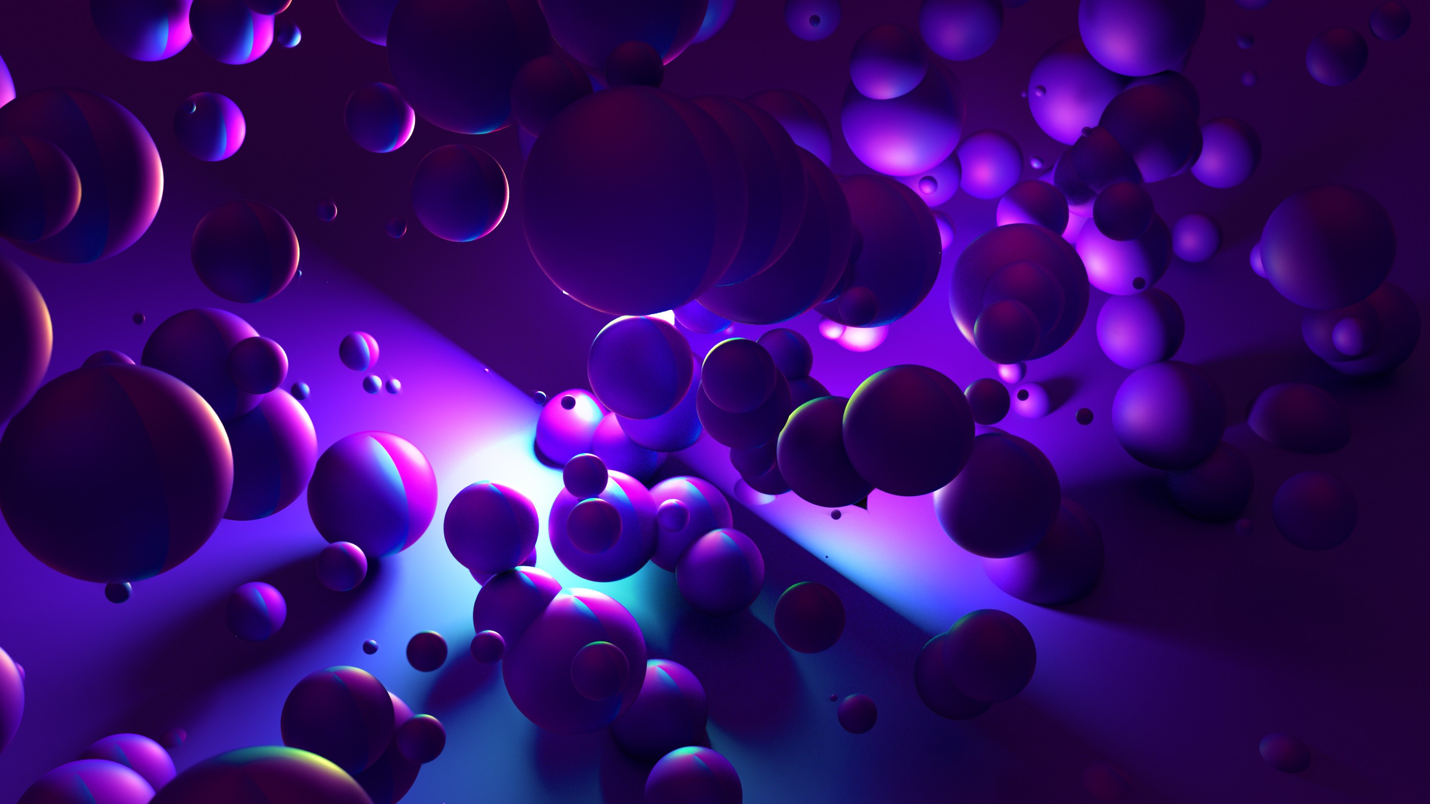 Abstract purple and blue spheres floating HD Wallpaper