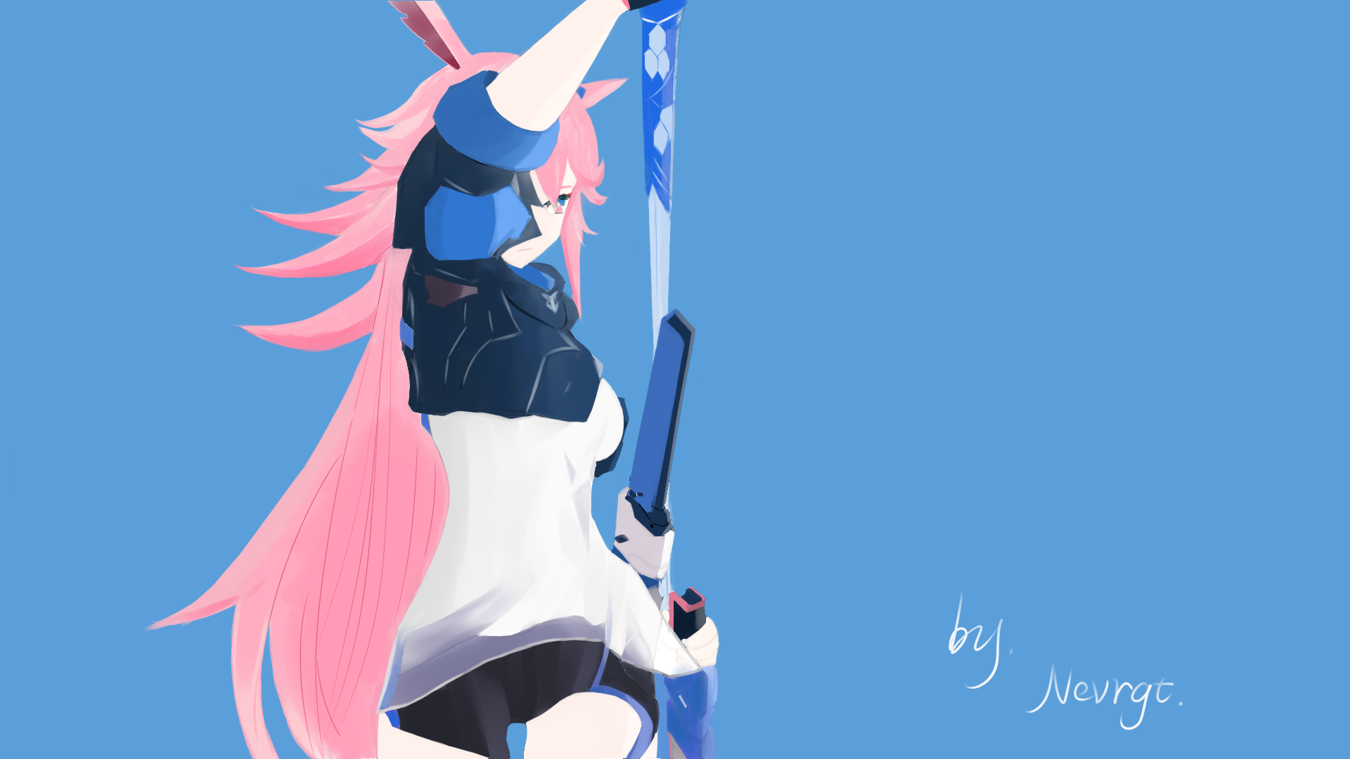 Yae Sakura from Honkai Impact holding a sword HD Wallpaper