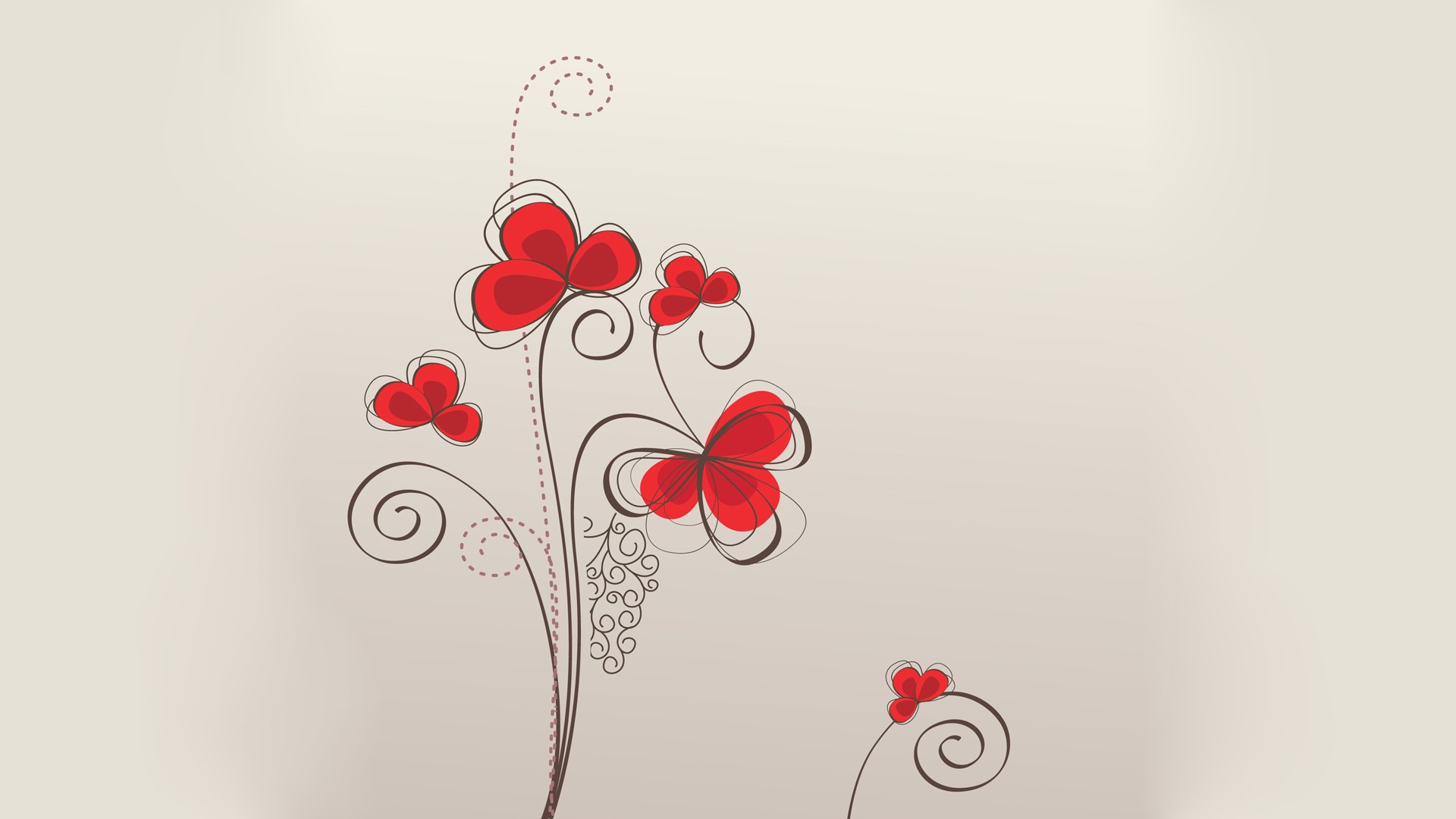Red floral design with swirls HD Wallpaper