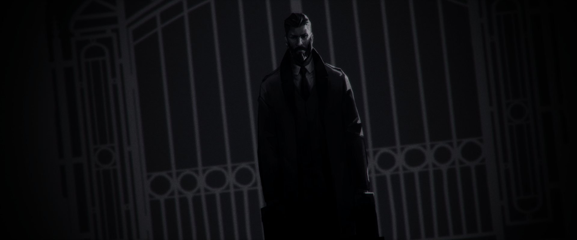 Man in trench coat in front of gate HD Wallpaper