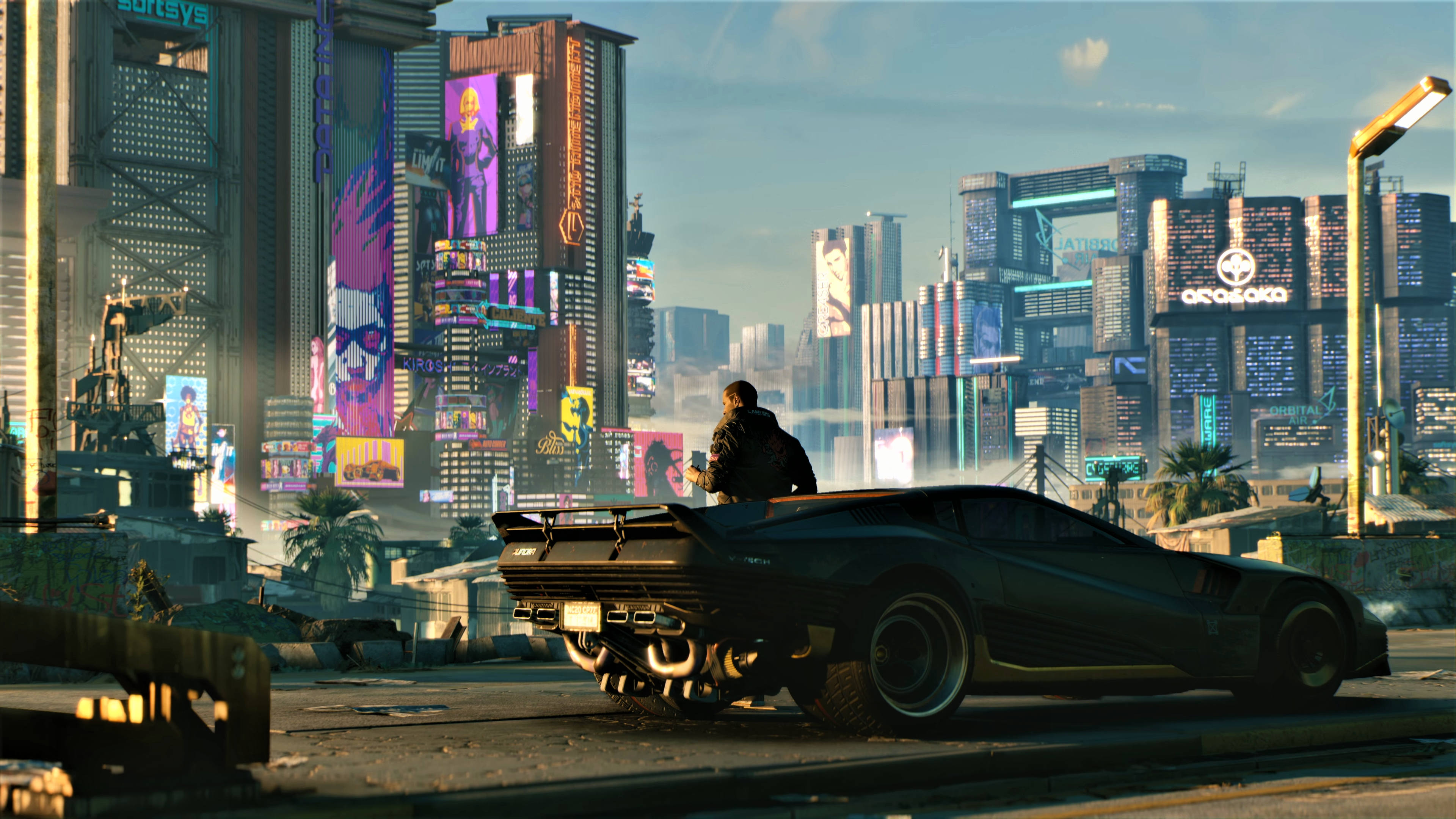 Cyberpunk 2077 futuristic city with a black car HD Wallpaper