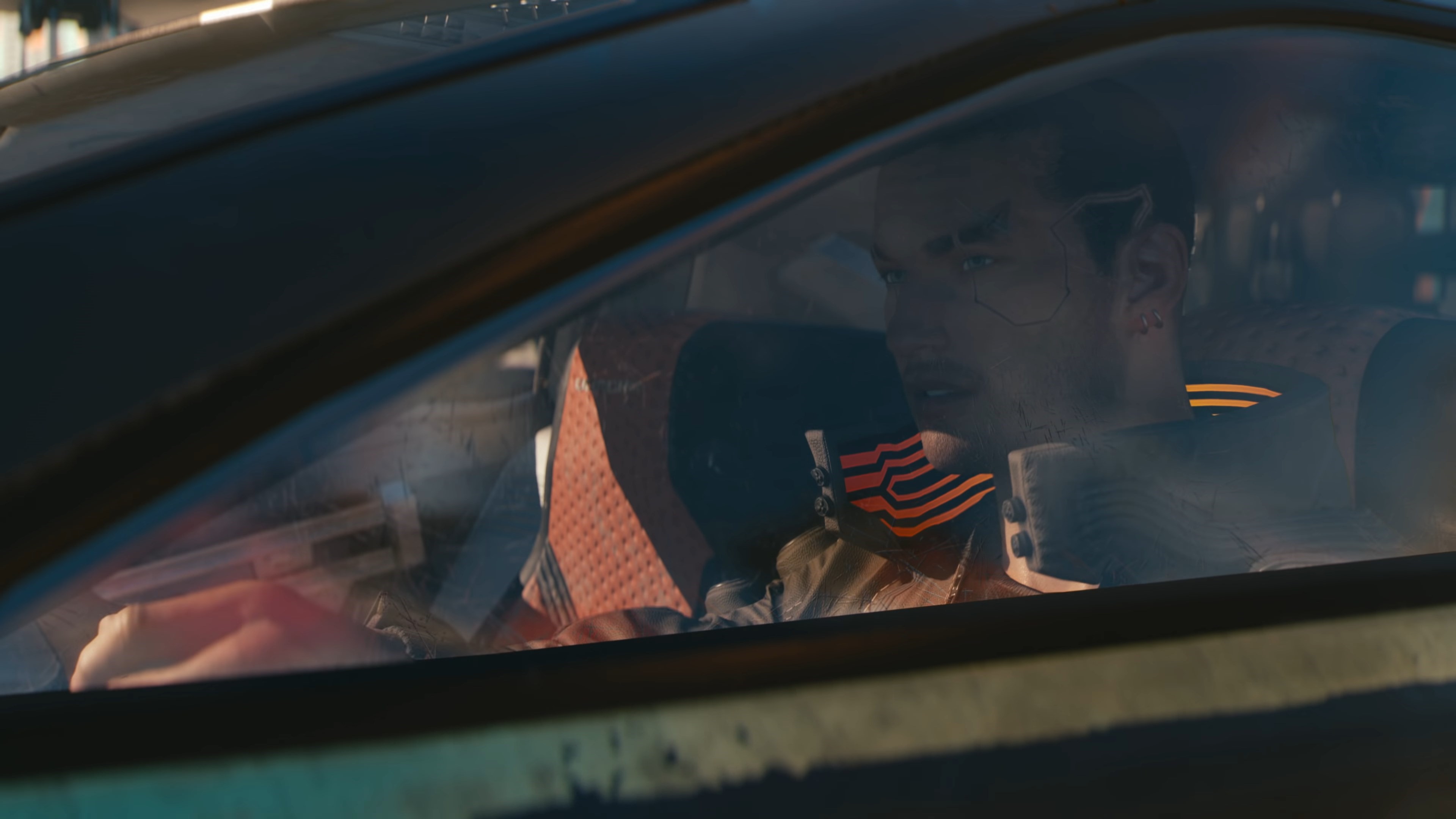 Man driving a car in Cyberpunk 2077 HD Wallpaper