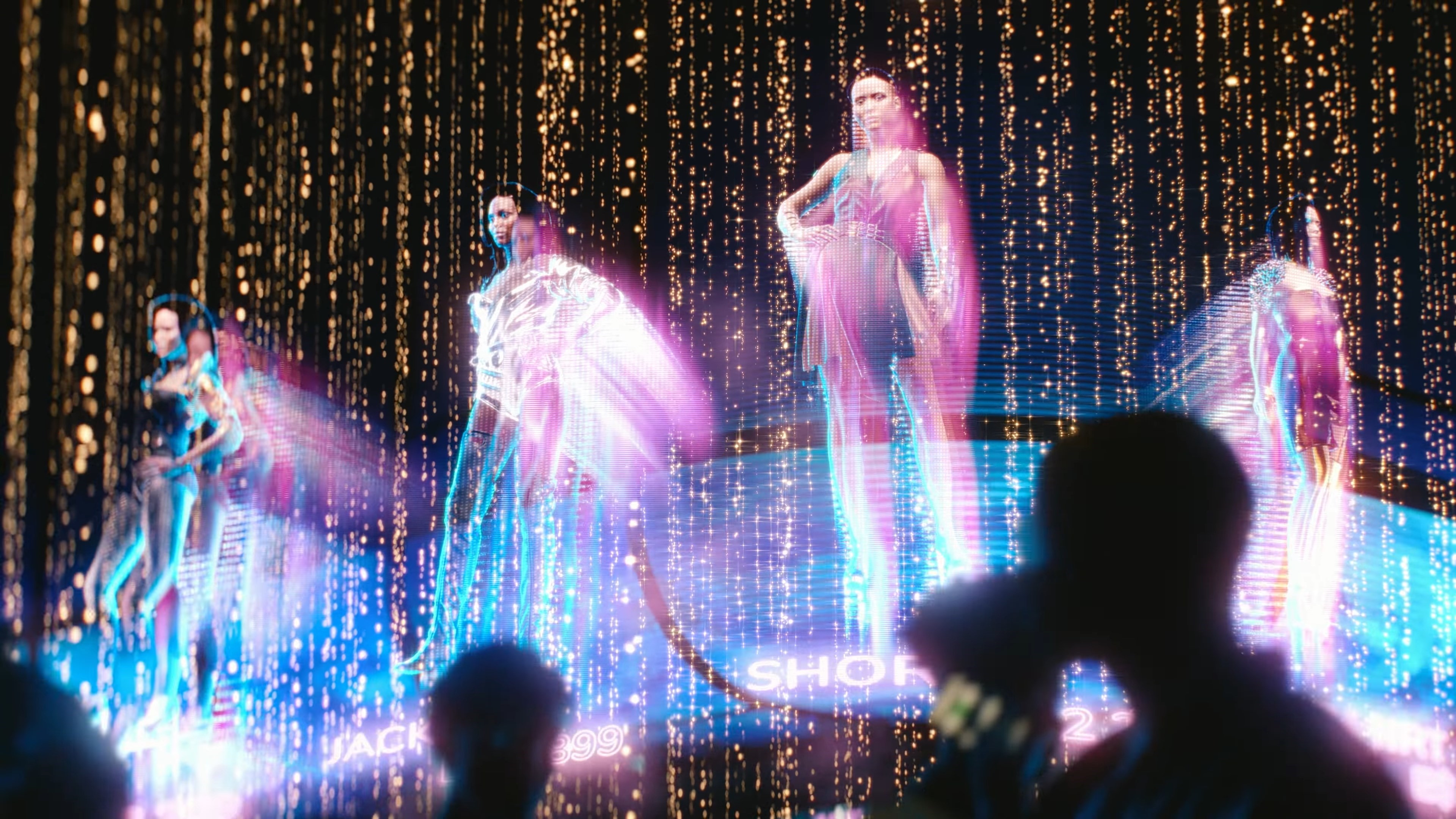 Holograms of models in Cyberpunk 2077 HD Wallpaper