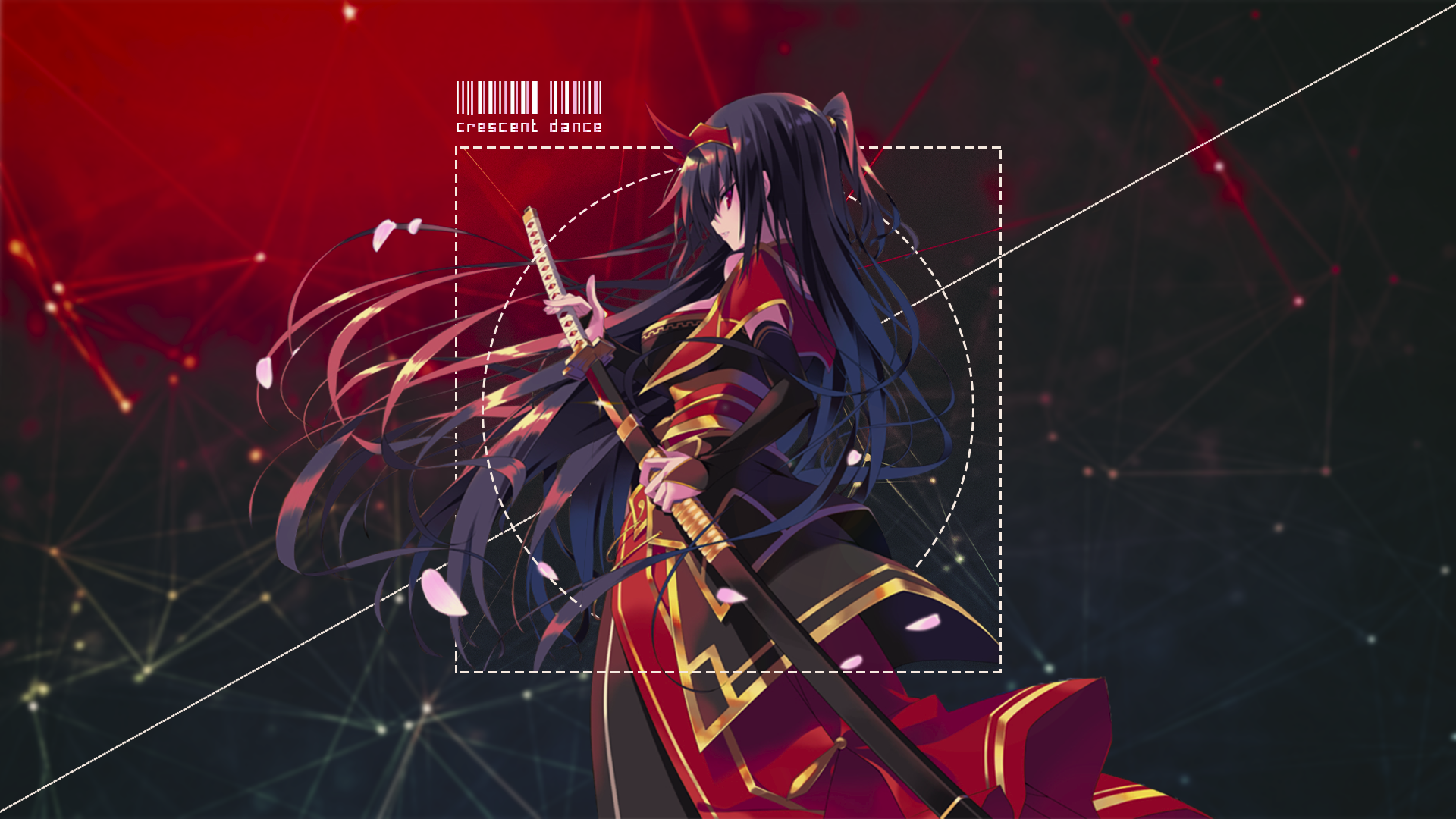 Anime girl with katana, crescent dance HD Wallpaper