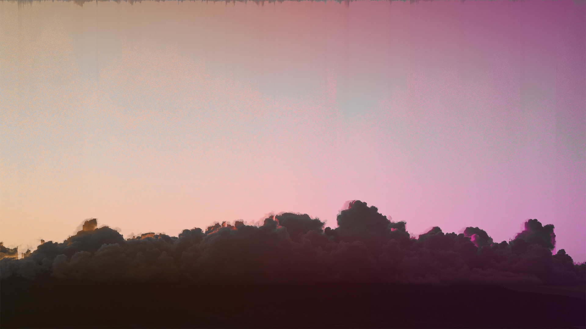 Sunset clouds with glitch art effect HD Wallpaper