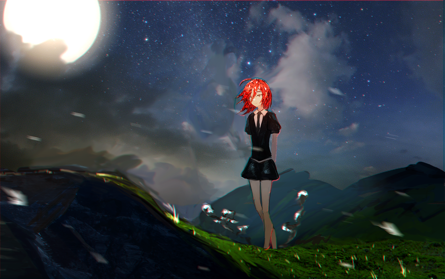 Cinnabar from Houseki no Kuni under moonlight HD Wallpaper