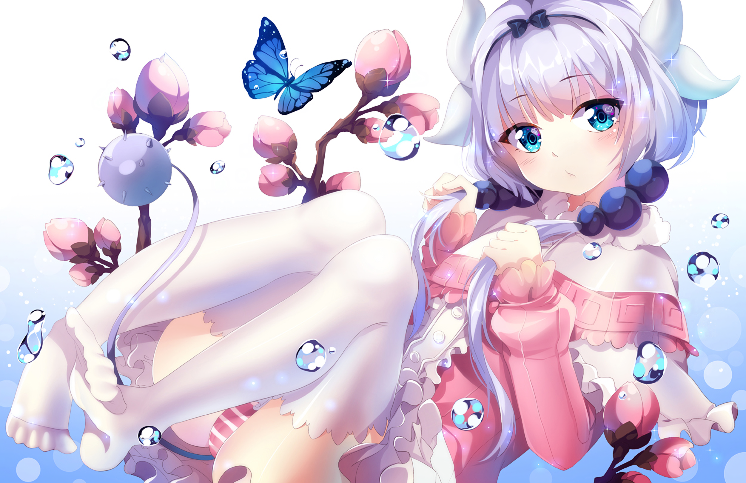Kanna Kamui from Kobayashi-san Chi no Maid Dragon with butterfly HD Wallpaper