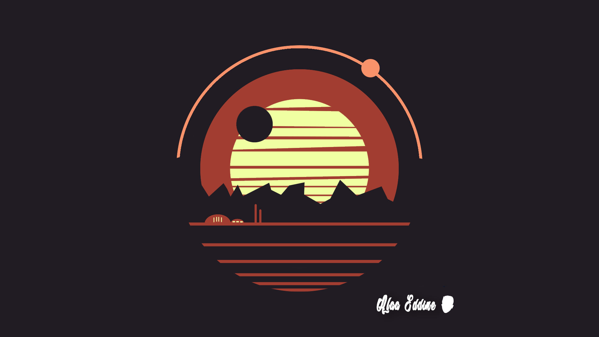Minimalist Star Wars Tatooine landscape HD Wallpaper