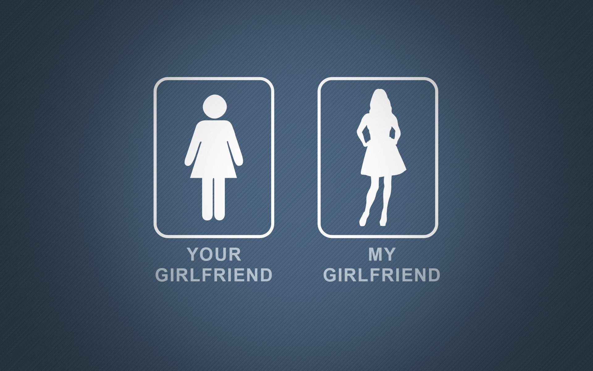Humorous comparison of girlfriends with silhouettes HD Wallpaper