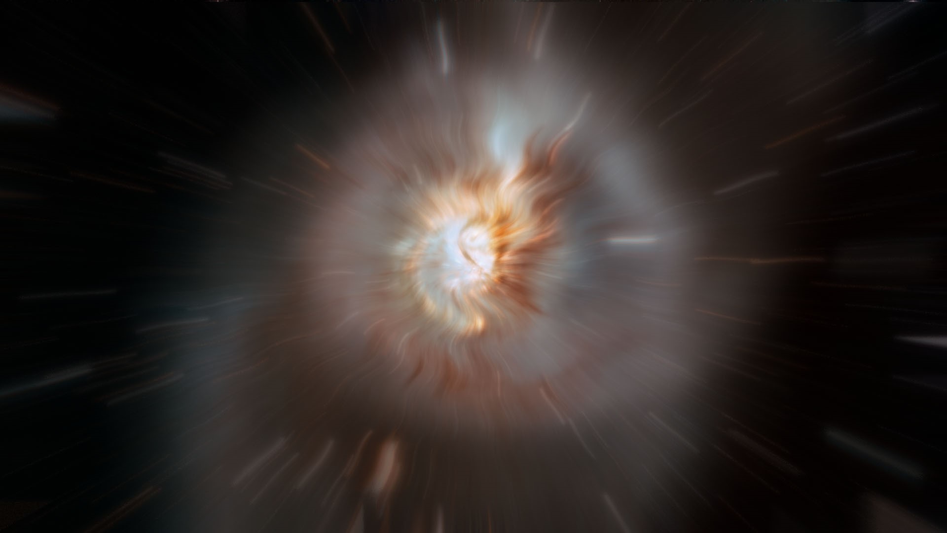 Abstract cosmic explosion with light streaks HD Wallpaper