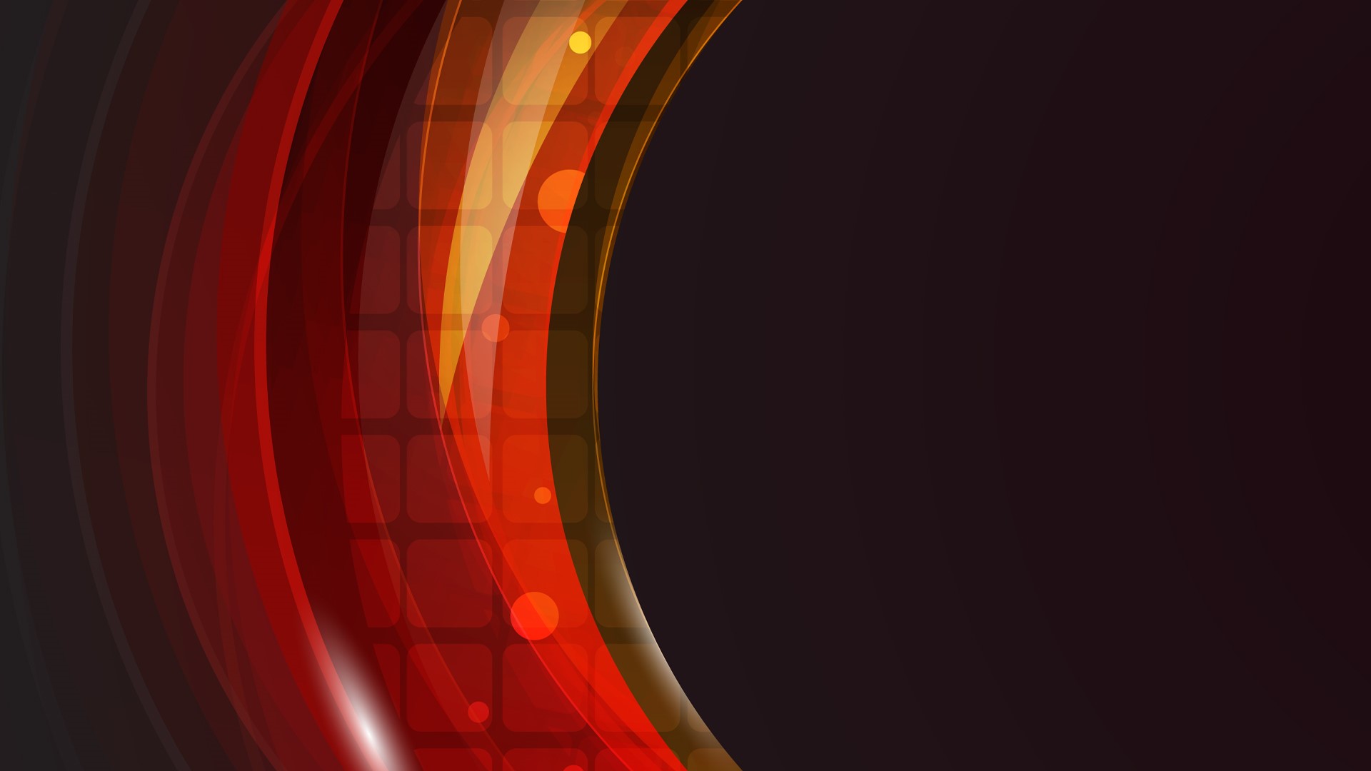 Abstract red and orange wavy shapes with dark background HD Wallpaper