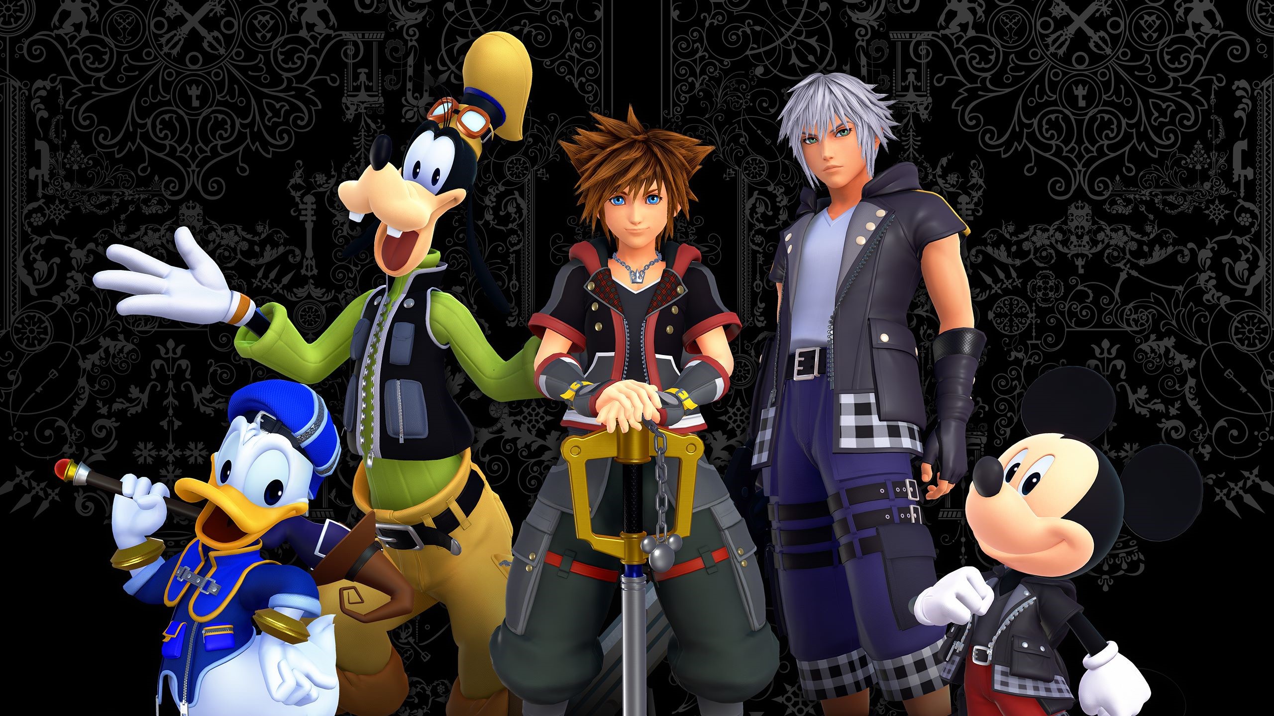 Sora, Riku, Donald, Goofy, and Mickey Mouse from Kingdom Hearts HD Wallpaper
