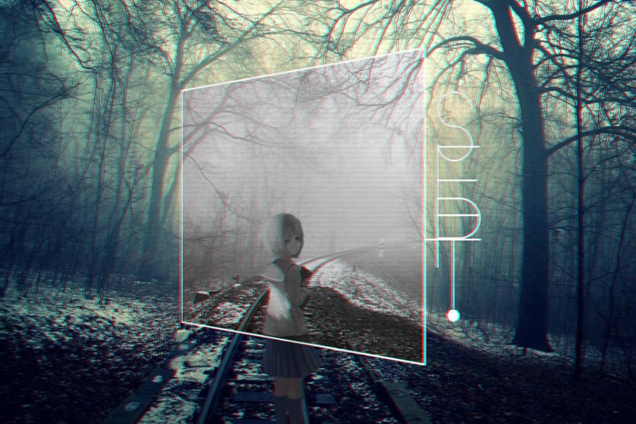 Anime girl on a railway in a forest HD Wallpaper