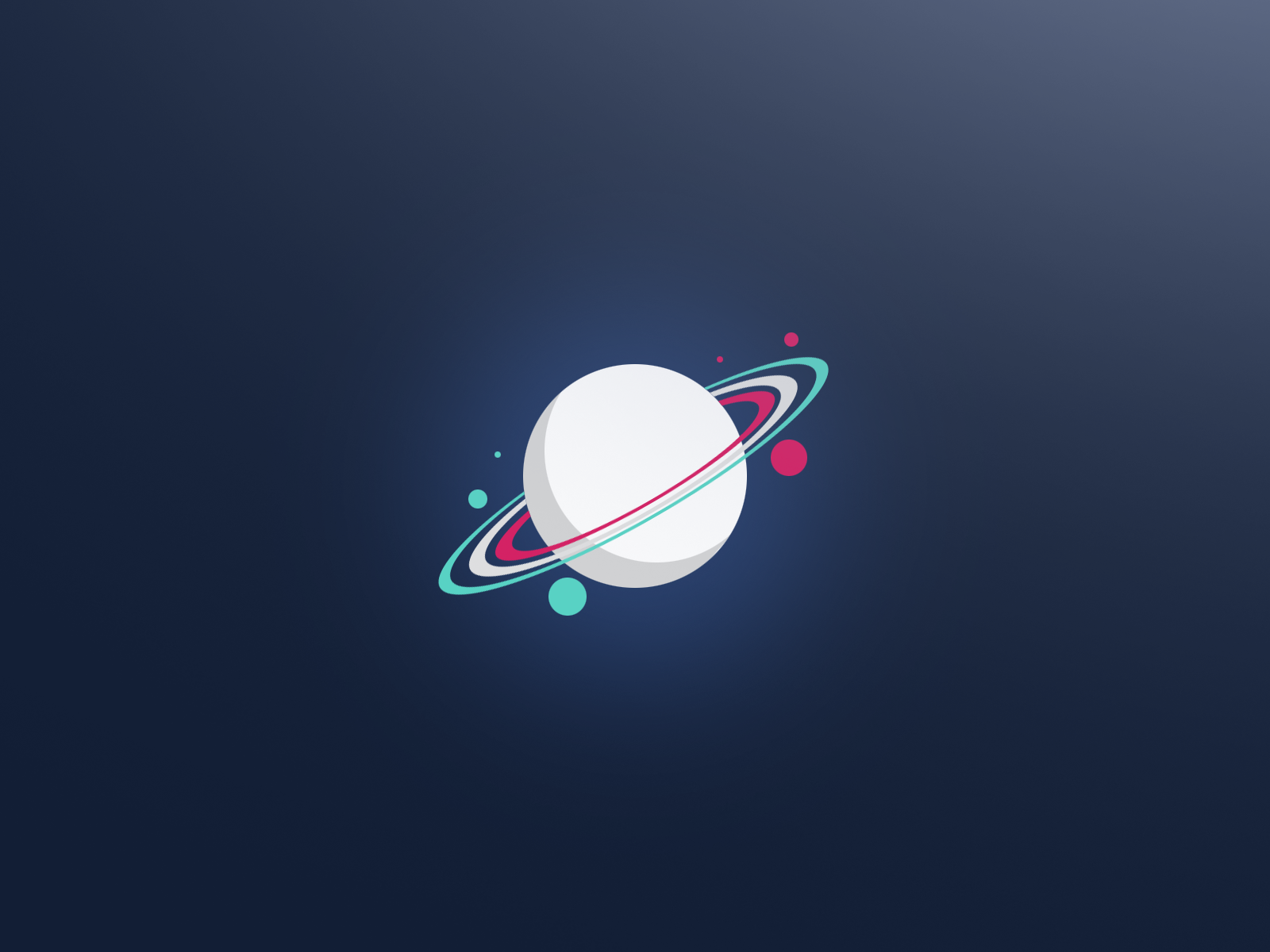 Minimalist planet with rings and moons HD Wallpaper