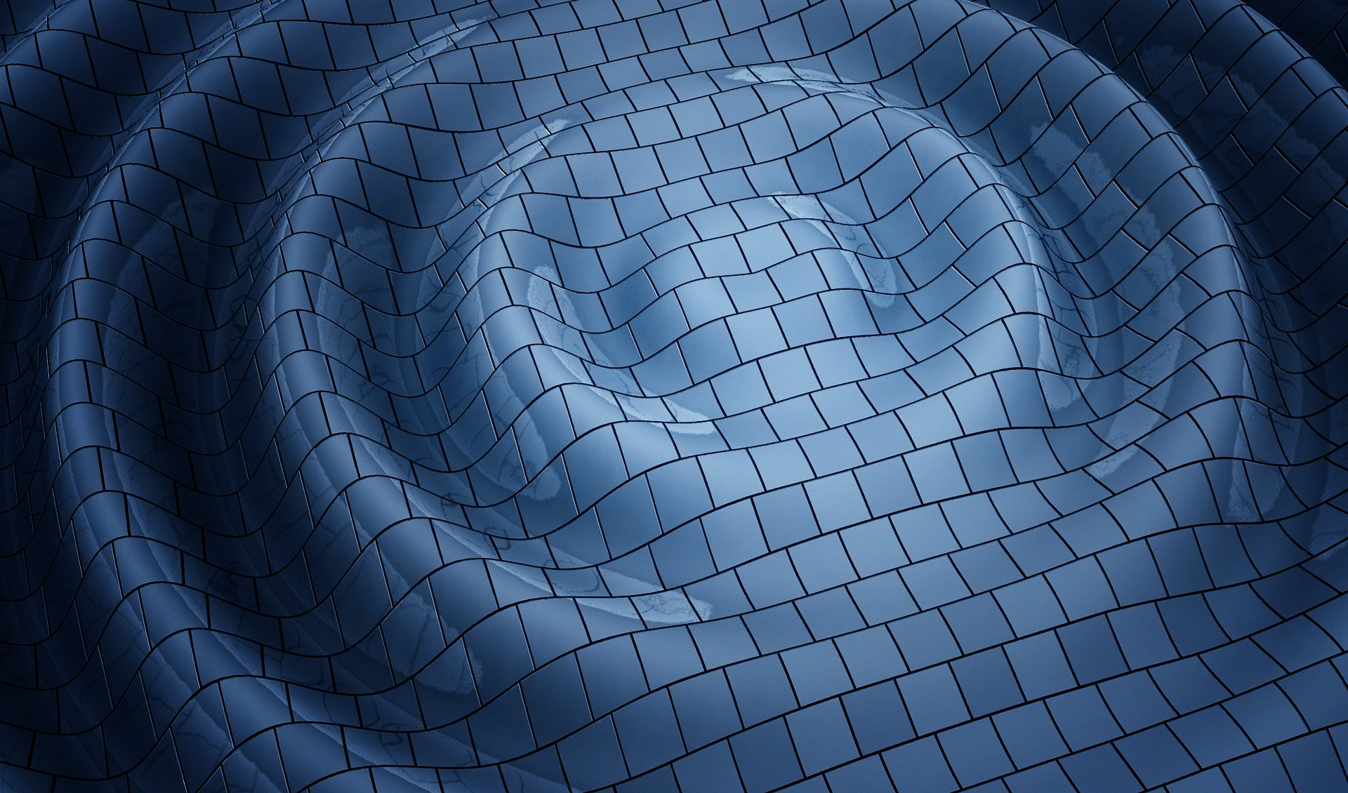 Abstract blue wavy tiled surface render HD Wallpaper