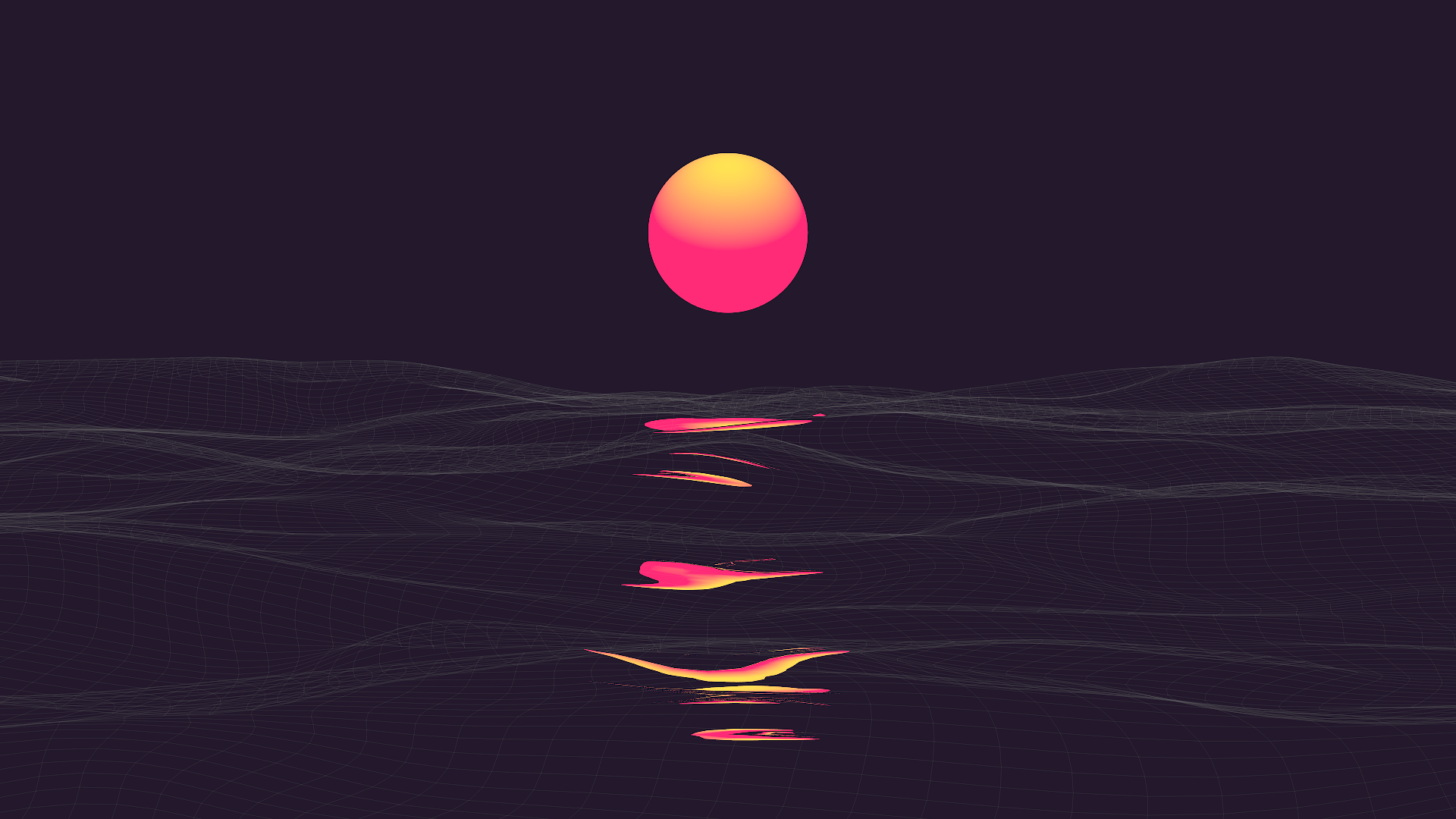 Retrowave Pink Sunrise Over Digital Sea HD Wallpaper