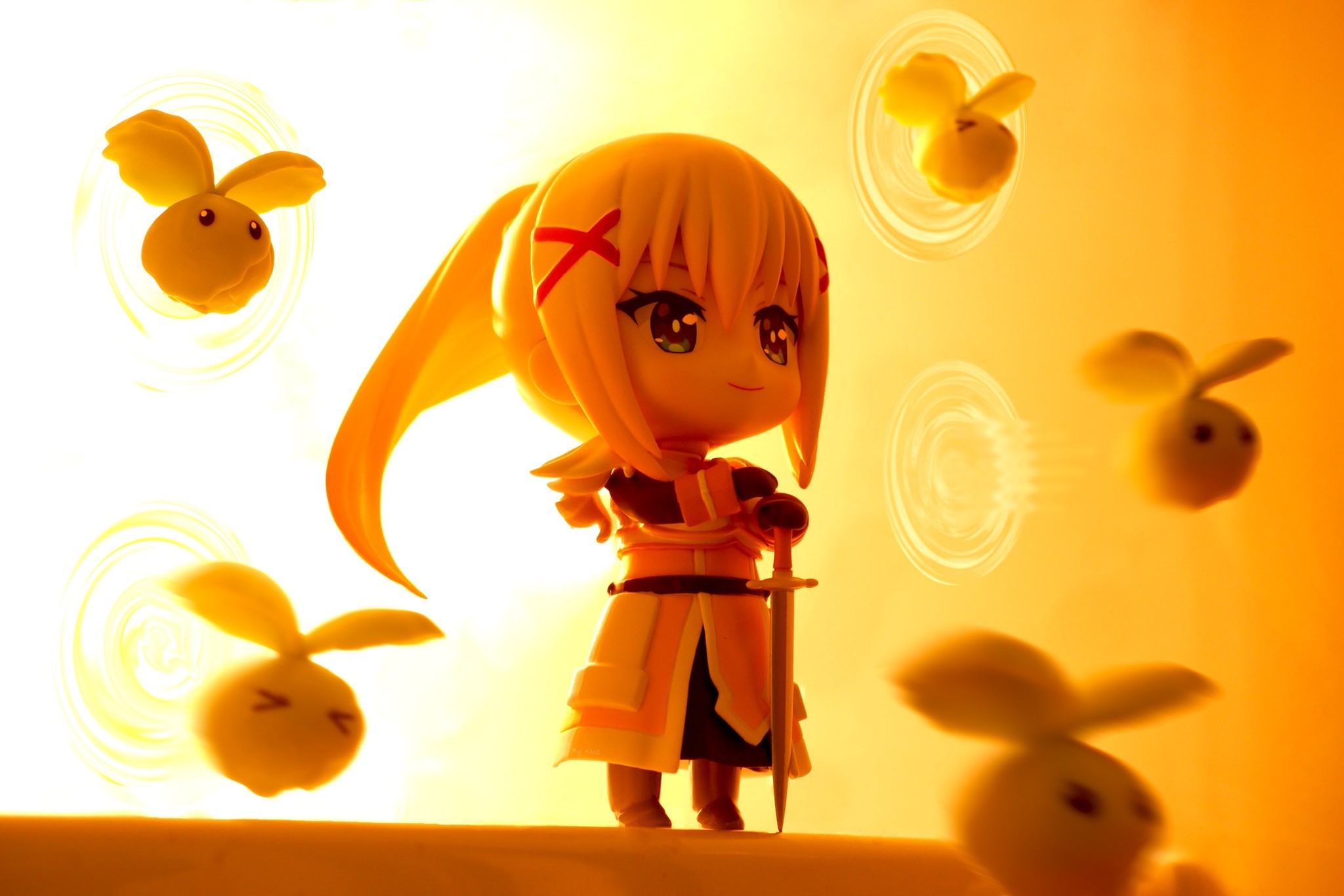 Darkness from KonoSuba with bunny-like creatures HD Wallpaper