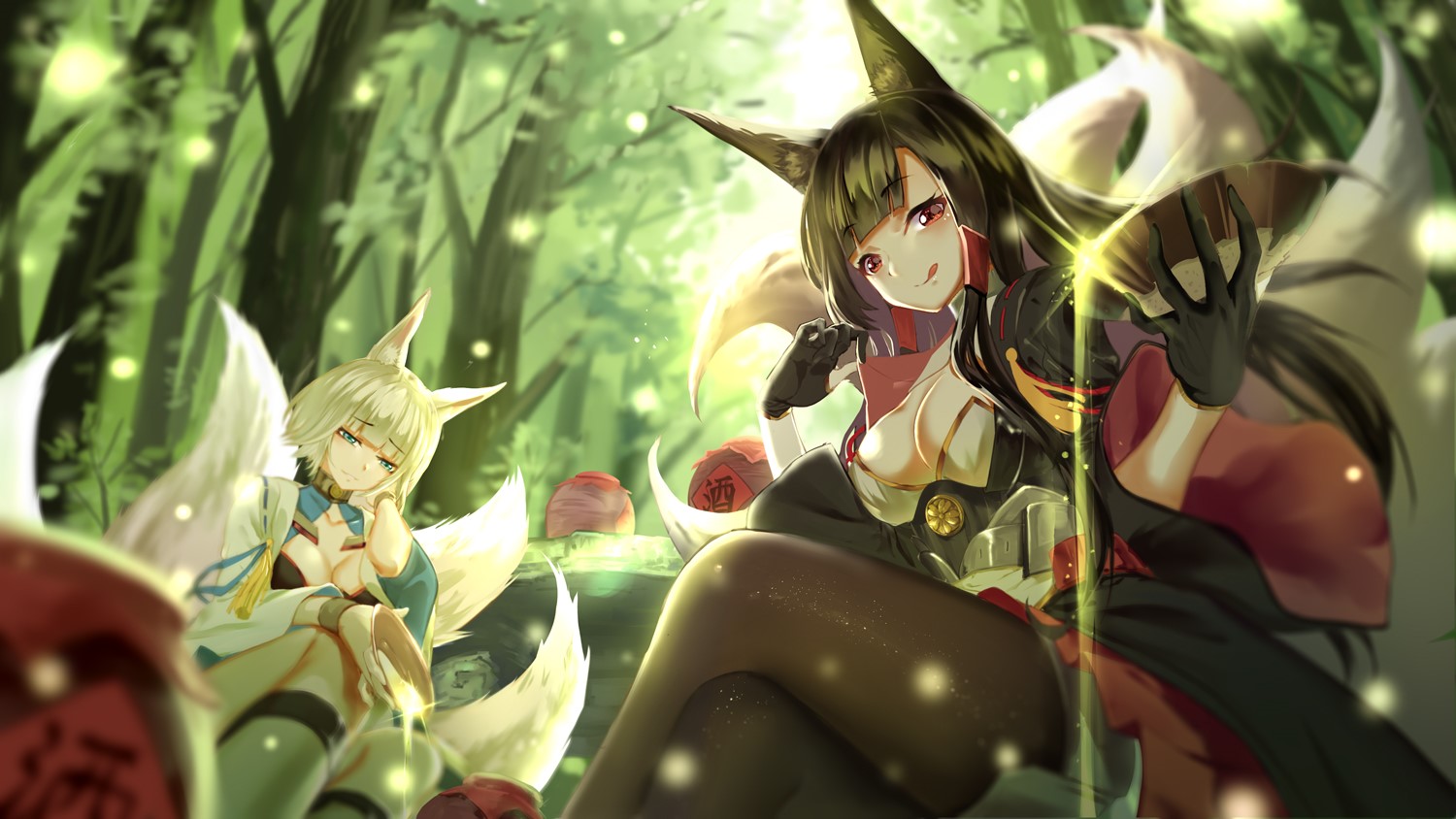 Azur Lane anime girls in a forest HD Wallpaper