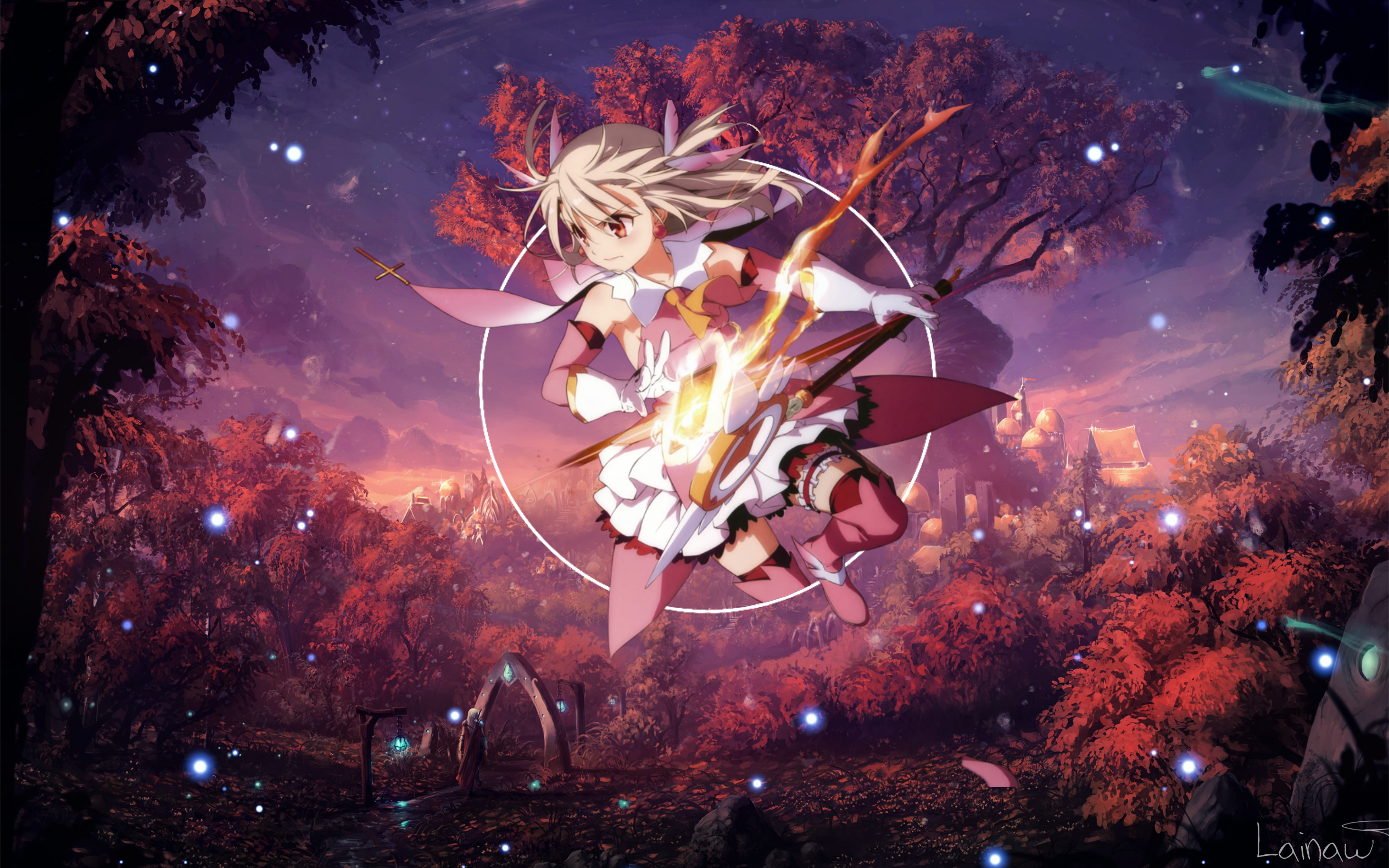 Illyasviel von Einzbern with magical bow HD Wallpaper