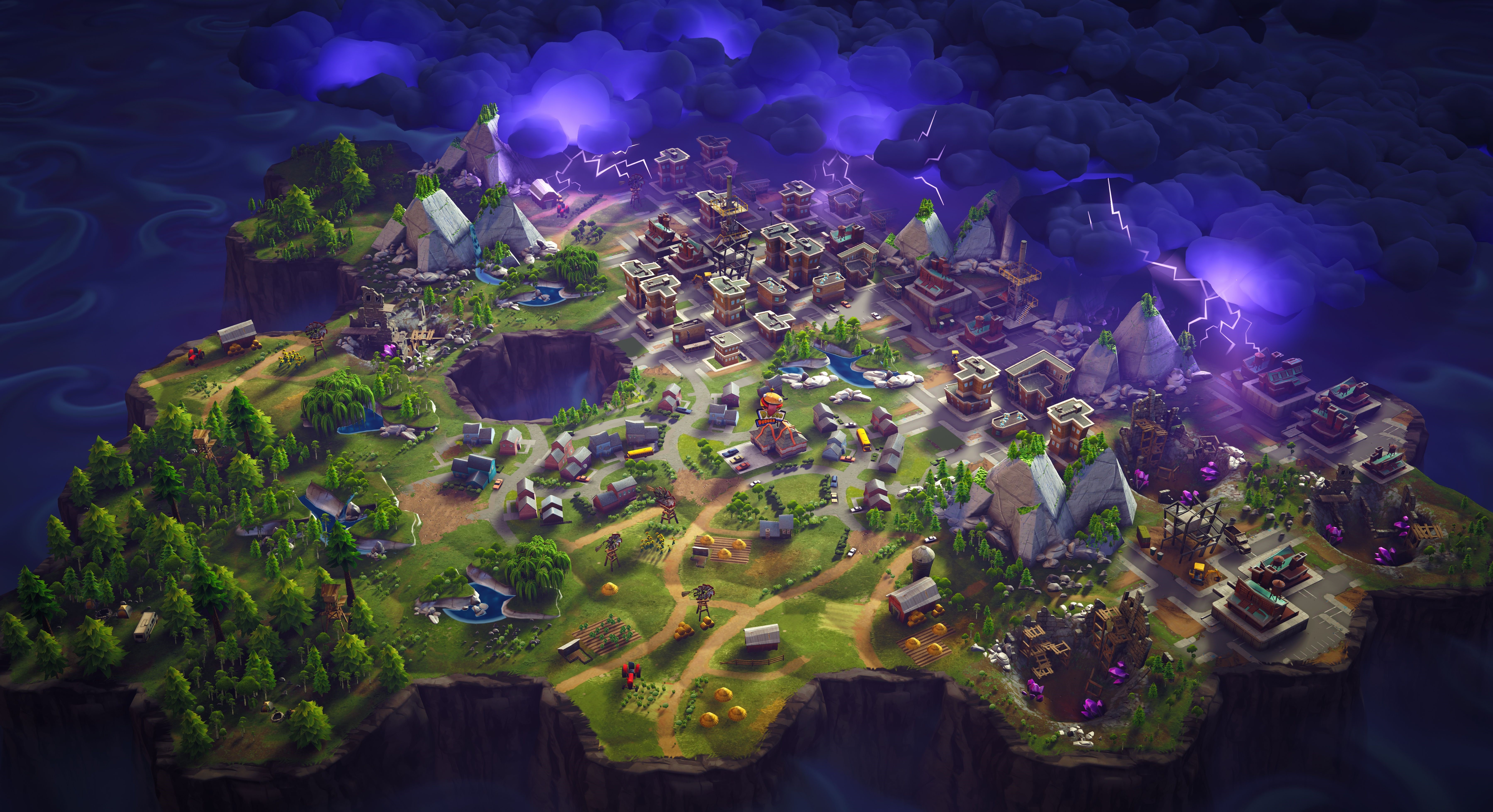Fortnite Battle Royale Island with Storm HD Wallpaper