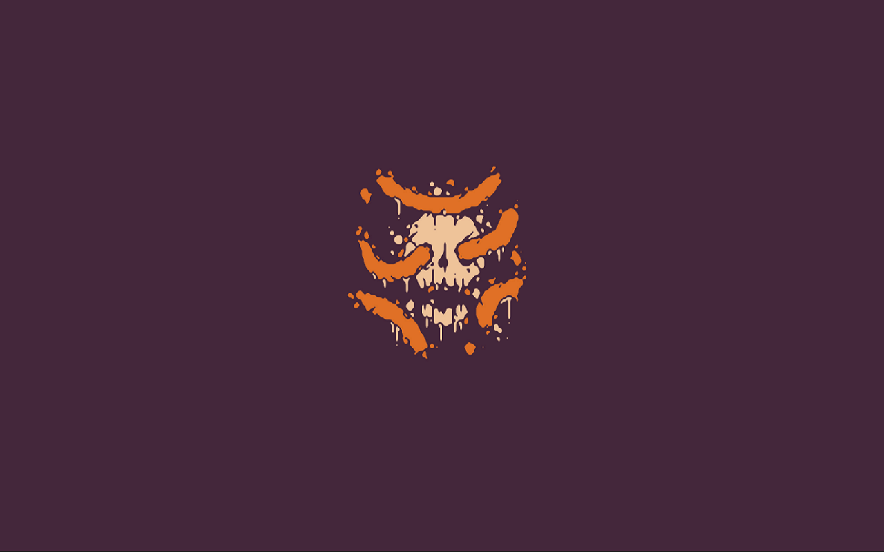 Skull with orange drips on purple background HD Wallpaper