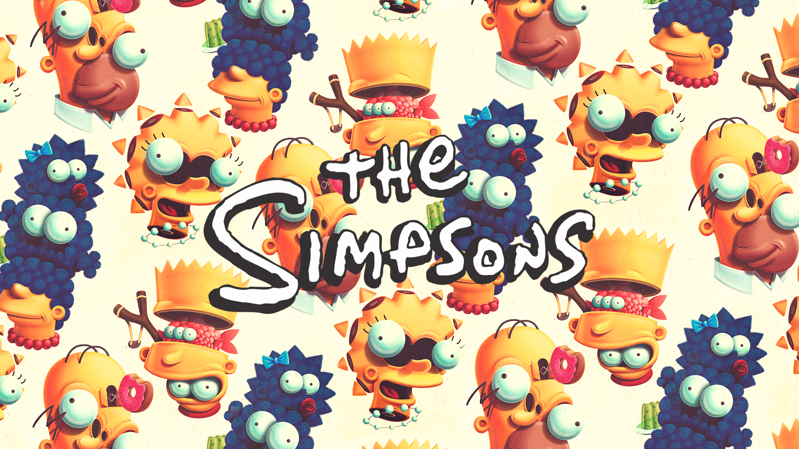 The Simpsons characters in surreal artwork HD Wallpaper