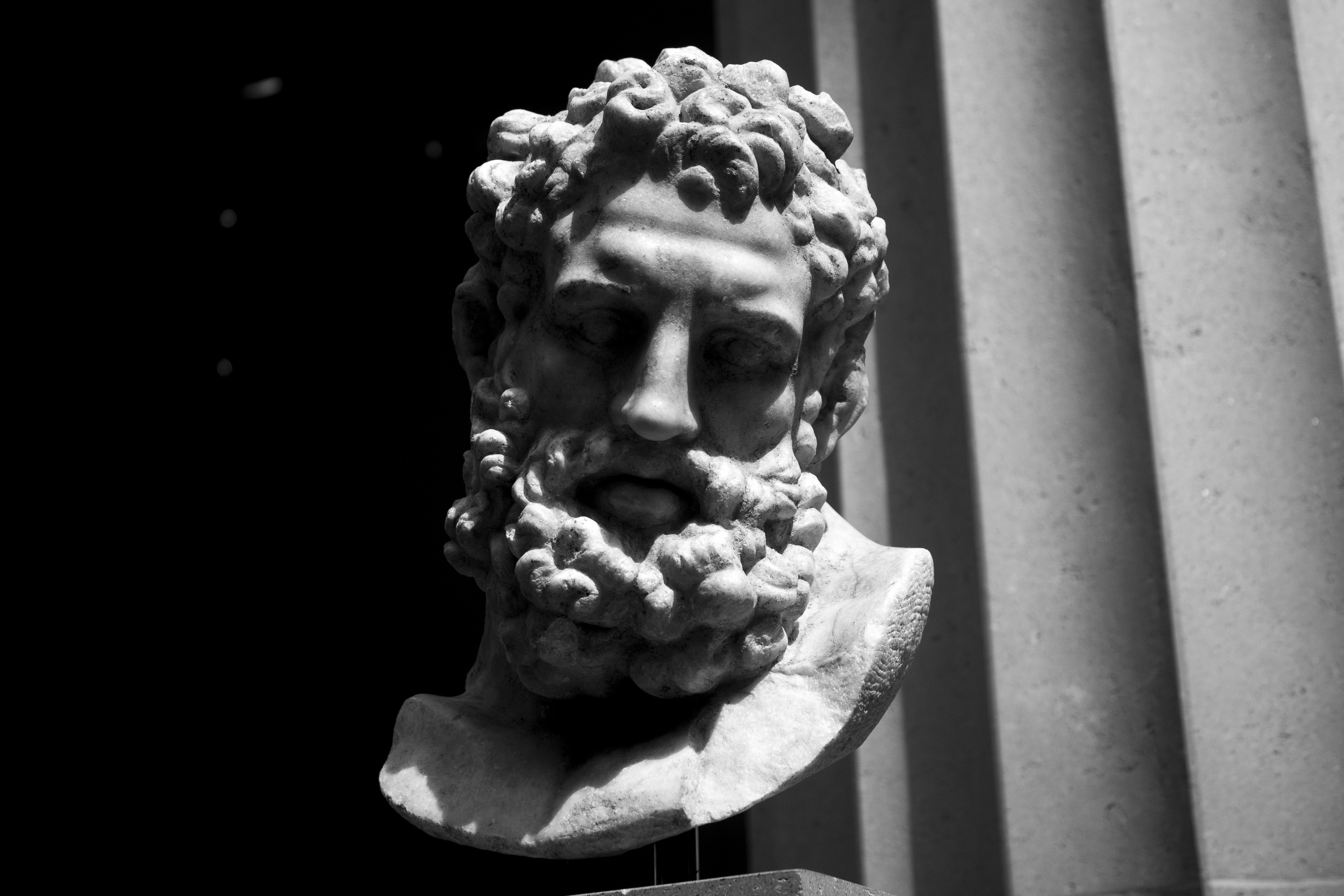Monochrome bust of a bearded man HD Wallpaper