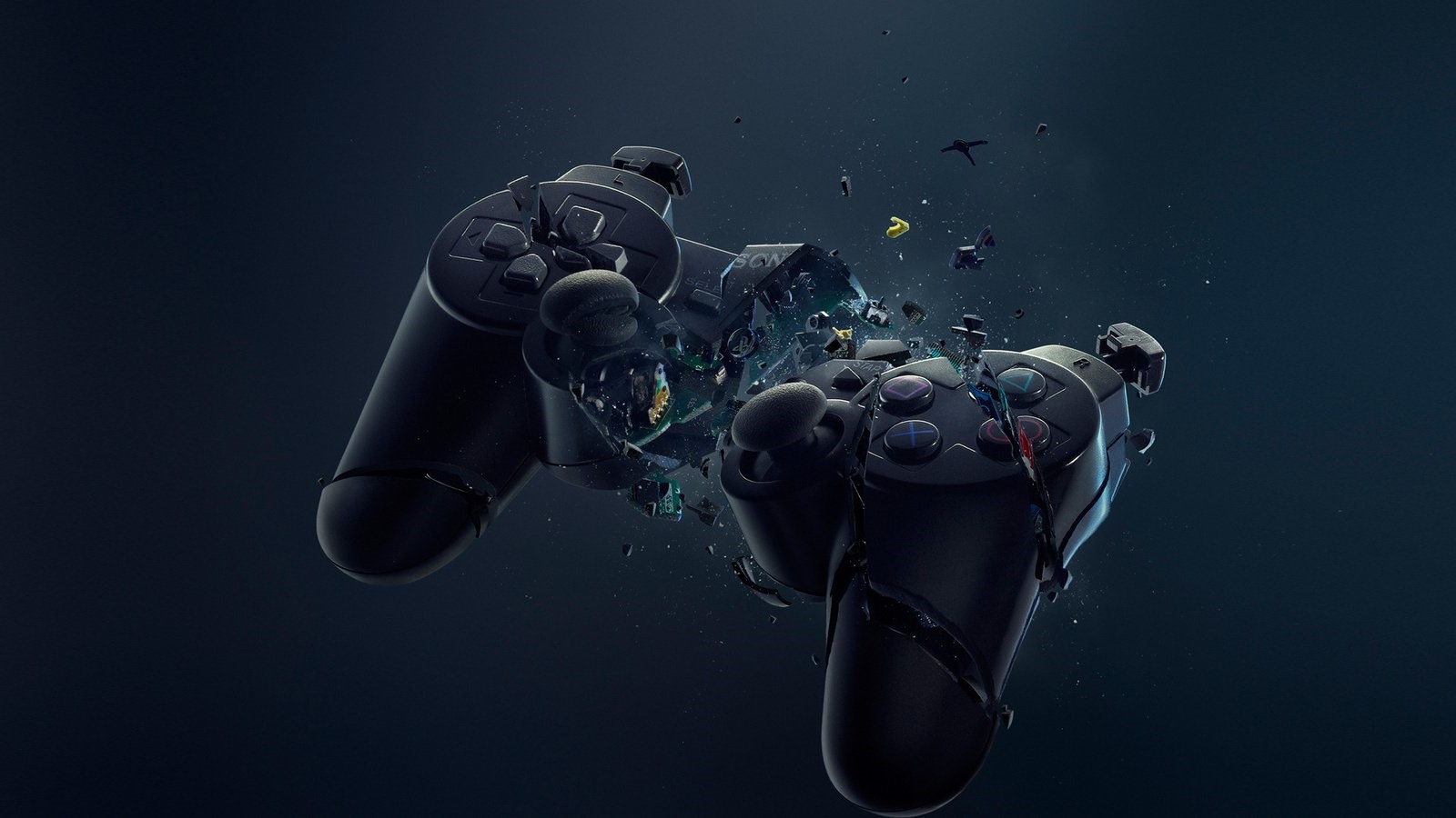 Exploding PlayStation 3 DualShock 3 Controller HD Wallpaper