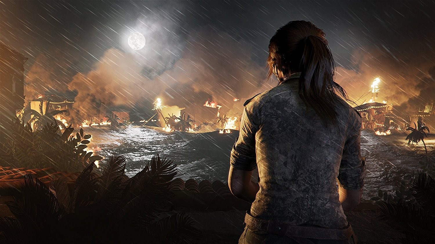Lara Croft in Shadow of the Tomb Raider during a raid HD Wallpaper