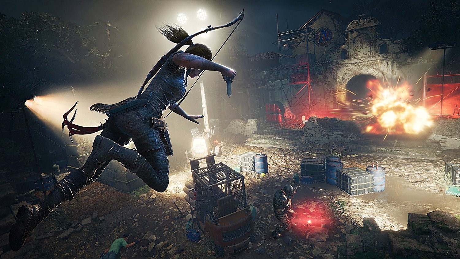 Lara Croft from Shadow of the Tomb Raider in action HD Wallpaper