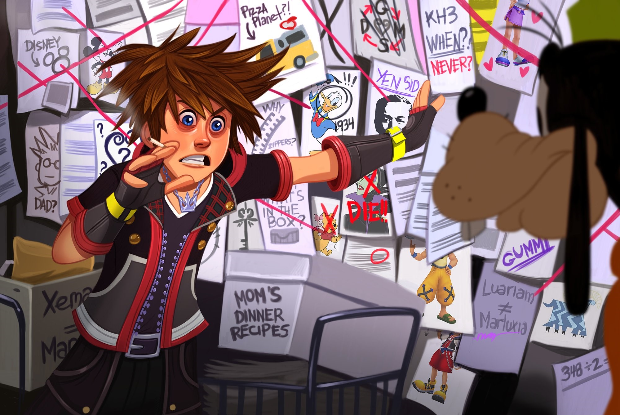 Sora from Kingdom Hearts 3 in a planning room HD Wallpaper