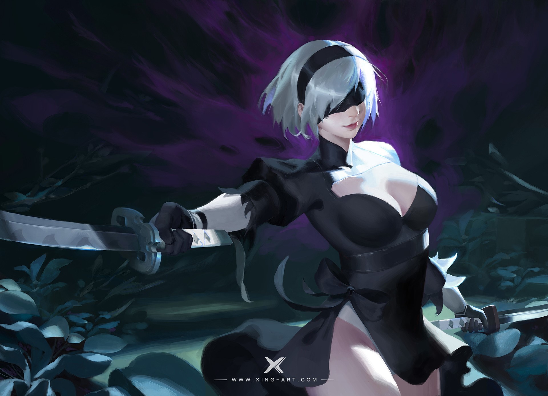 2B from Nier Automata with Katana HD Wallpaper