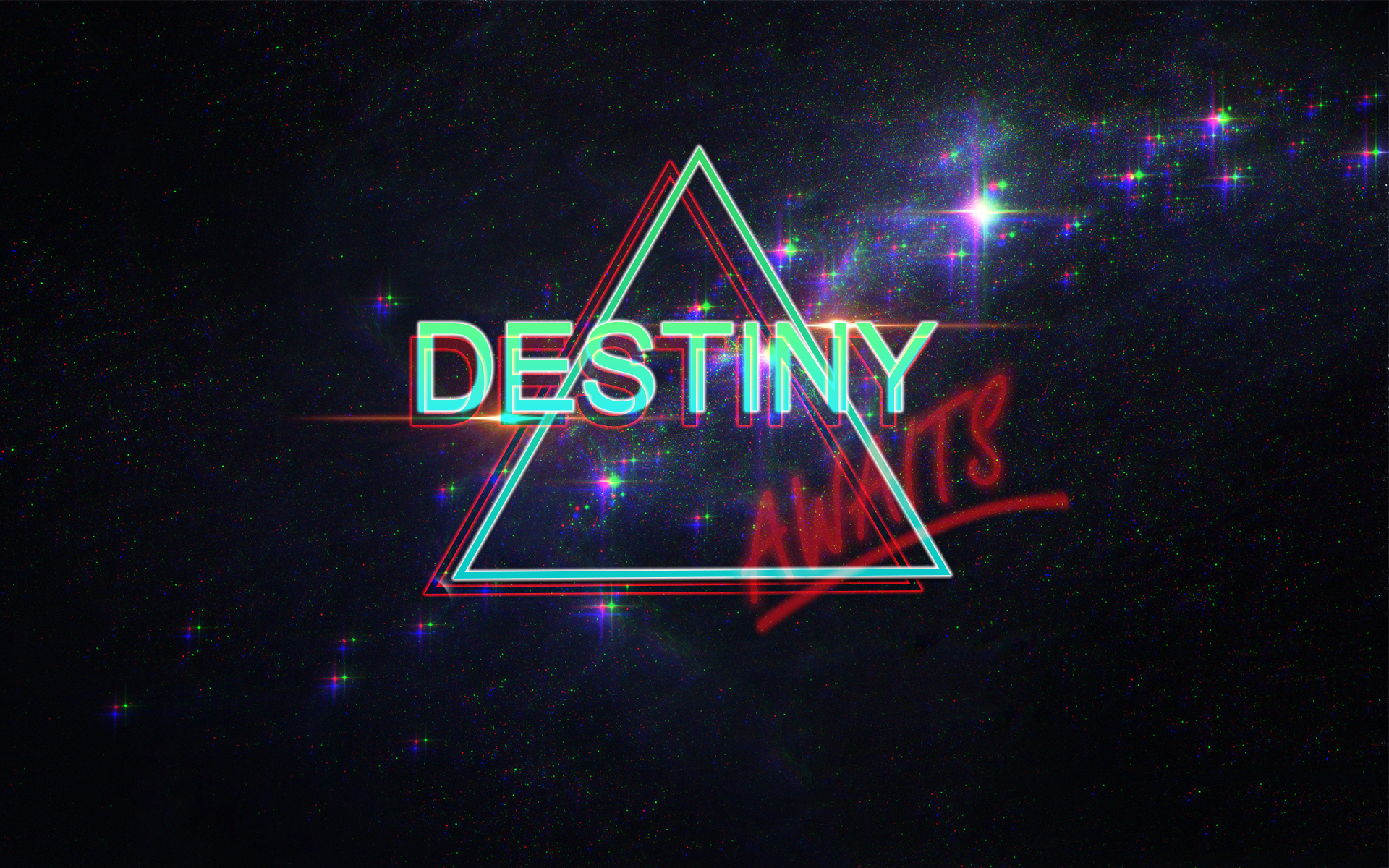 Destiny Awaits Retrowave Triangle Space HD Wallpaper