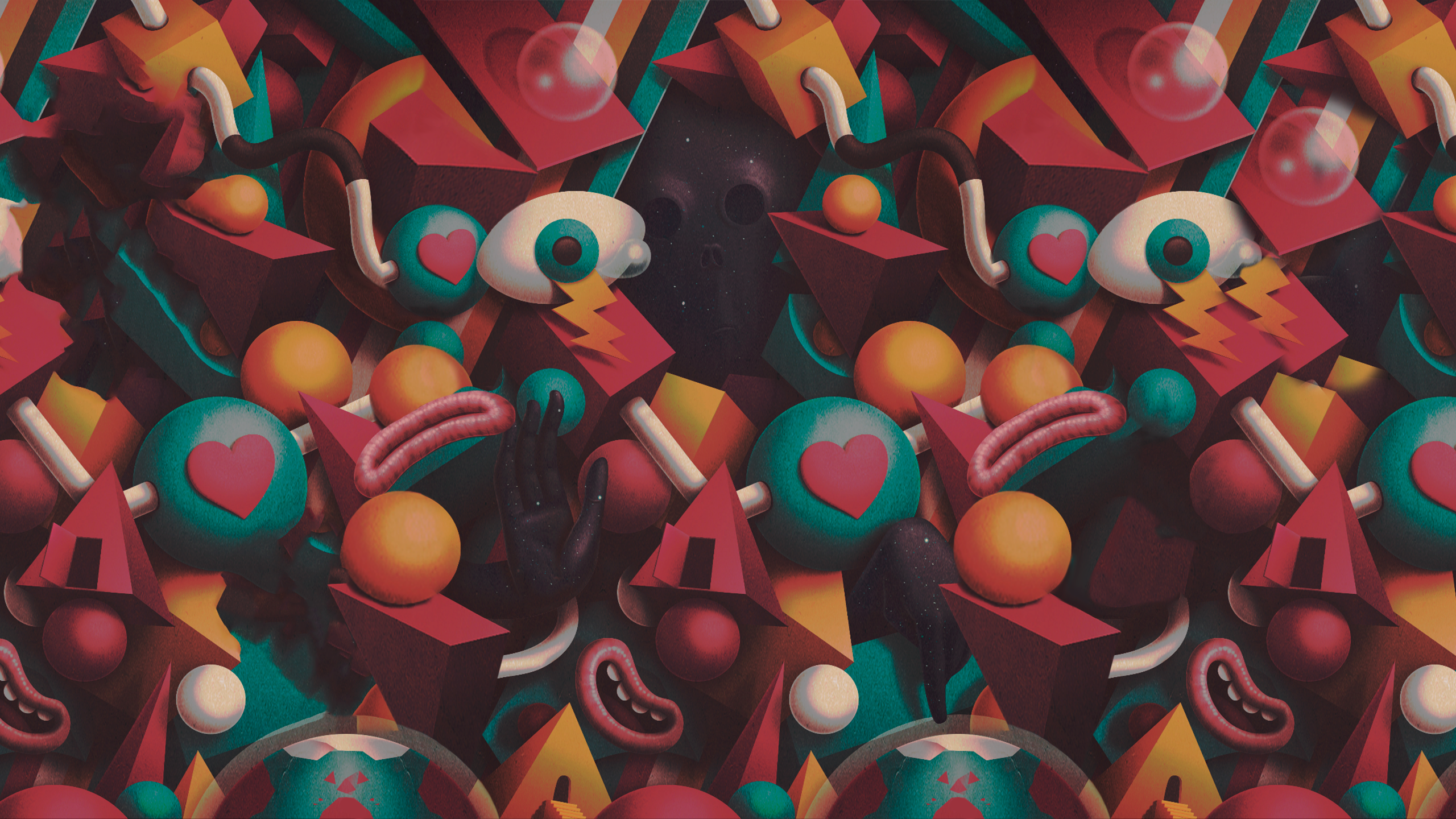 Abstract geometric artwork with surreal elements HD Wallpaper