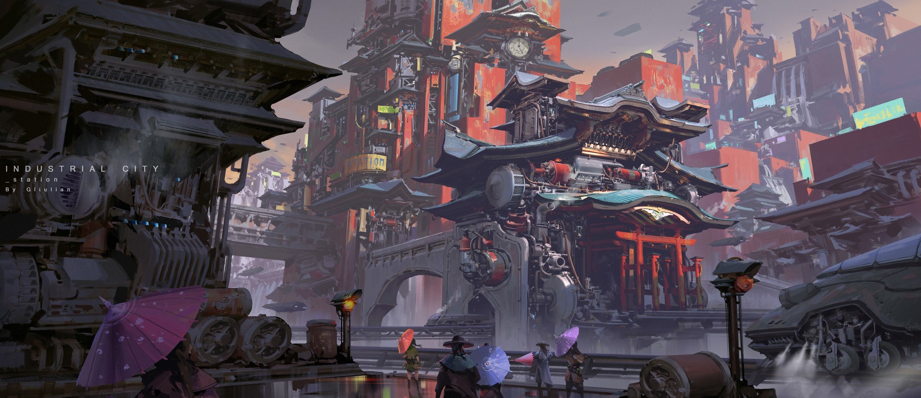 Industrial City Station Artwork HD Wallpaper