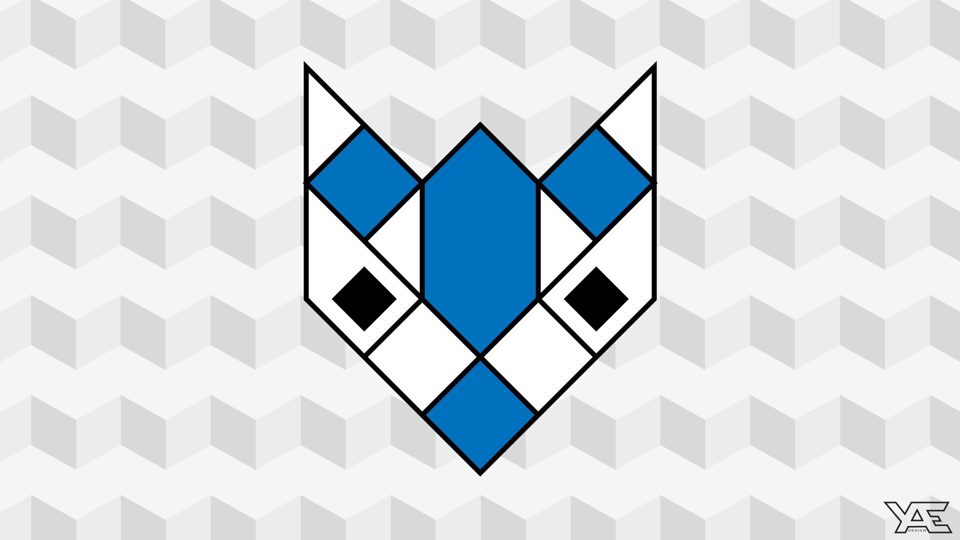 Geometric blue and white fox face logo HD Wallpaper