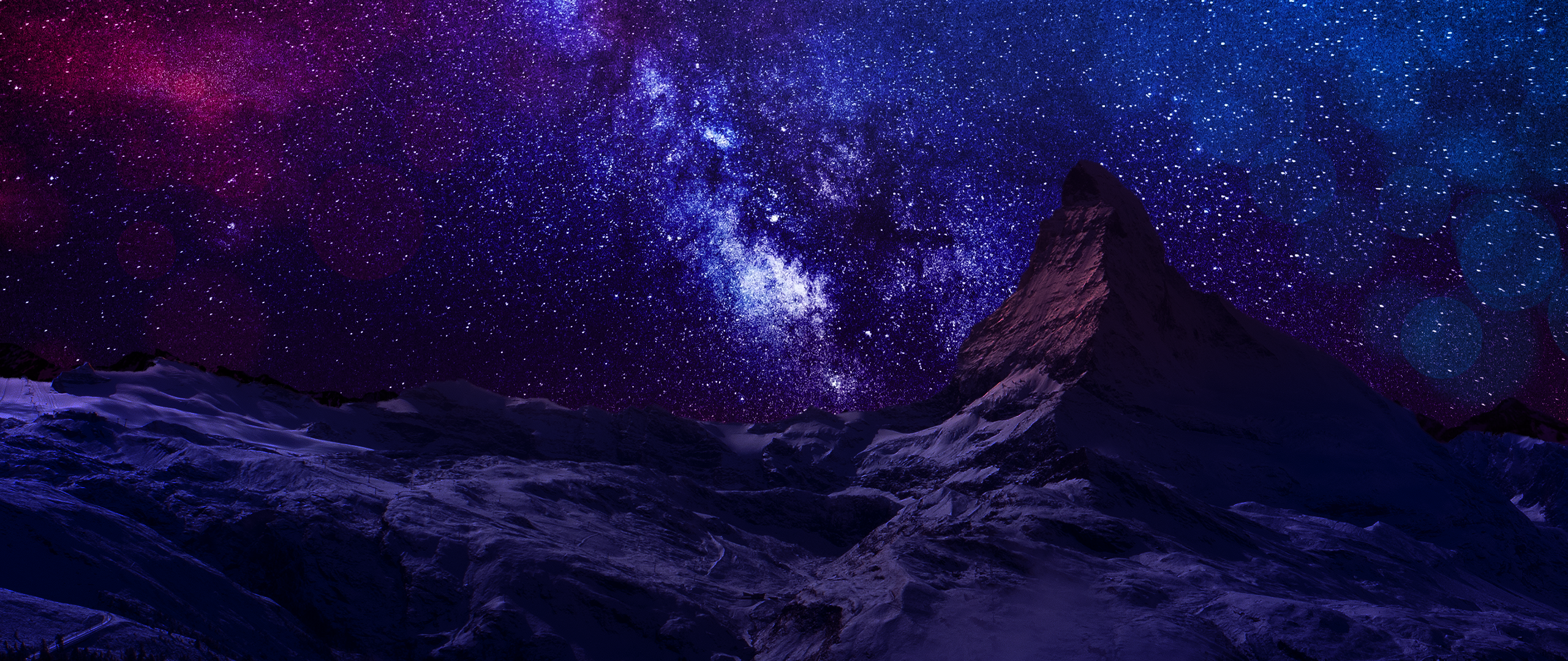 Milky Way over Matterhorn mountains HD Wallpaper