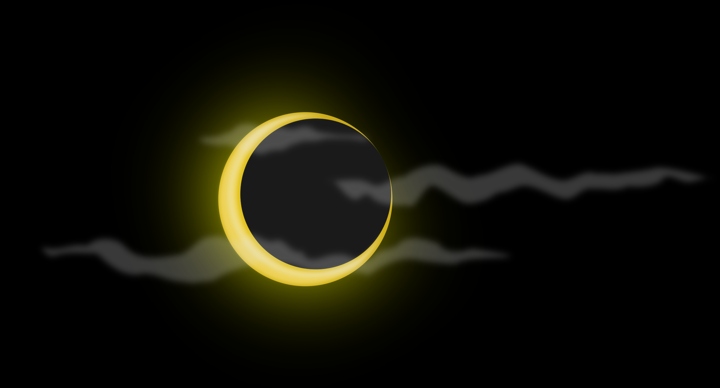 Crescent Moon with Clouds on Black Background HD Wallpaper