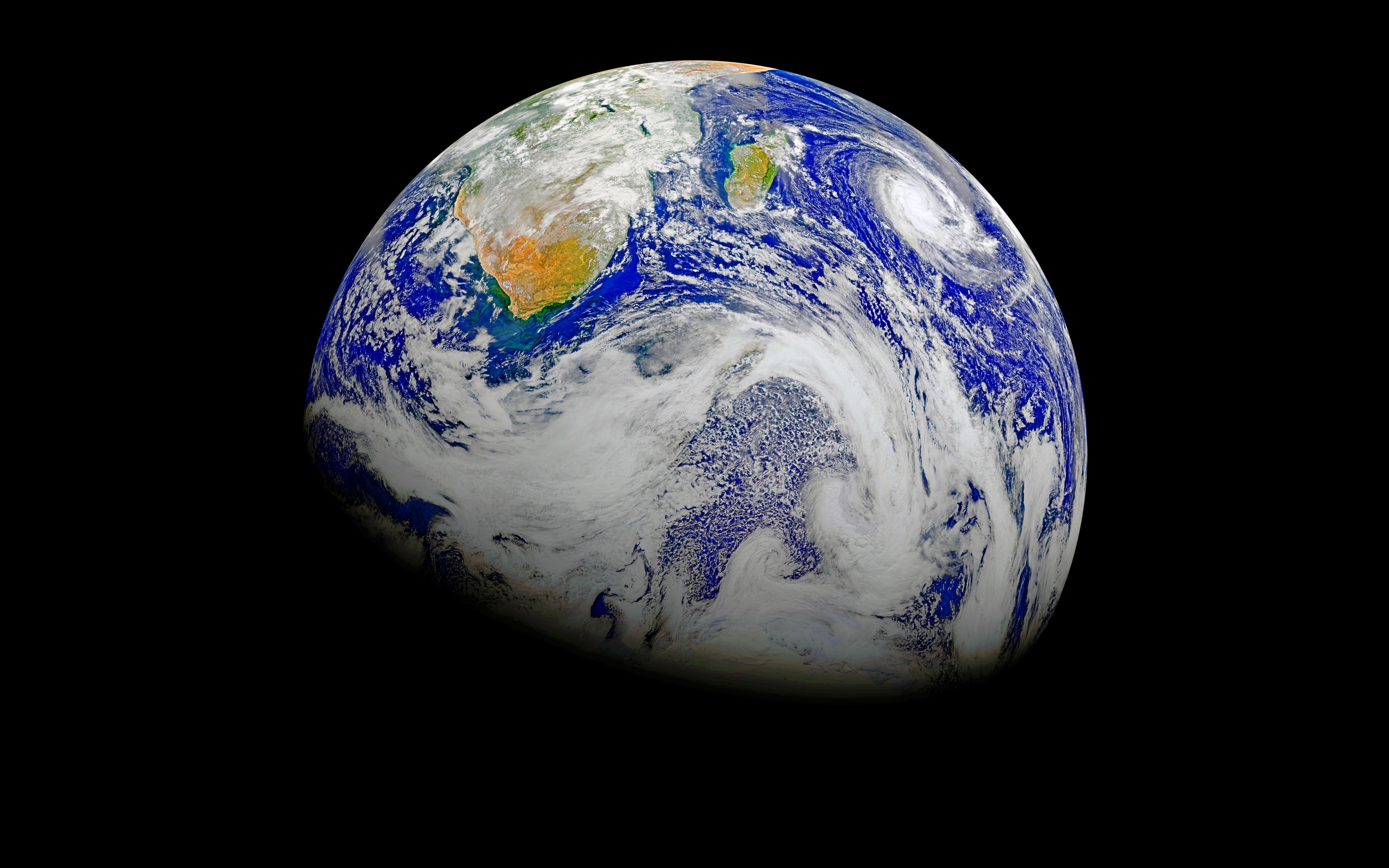 4K Earth planet in space with clouds HD Wallpaper
